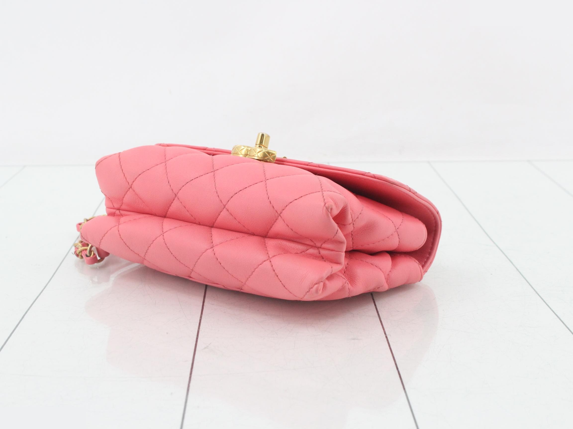 Matelassé Shoulder Bag, Lambskin, Rose Pink, Random Plate — view 6