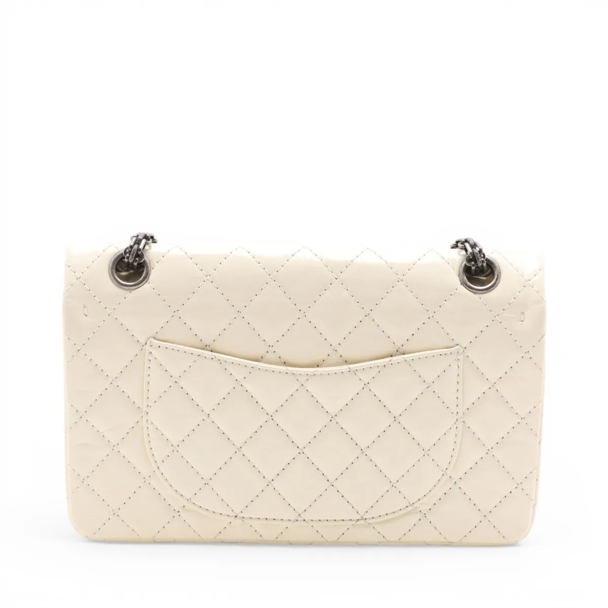 Matelassé 2.55 Vintage Calf Double Flap Double Chain Bag, Ivory with Gunmetal Hardware, 20840046 (Serial Number in the 20s), A37586 — view 2
