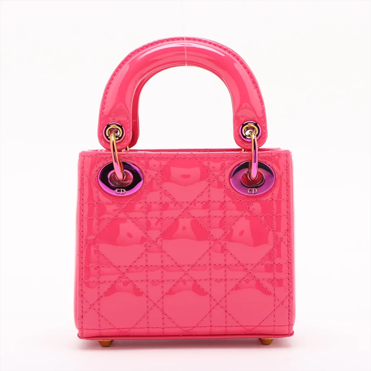 Cannage Lady Dior Micro Patent Leather 2WAY Handbag Pink — view 2