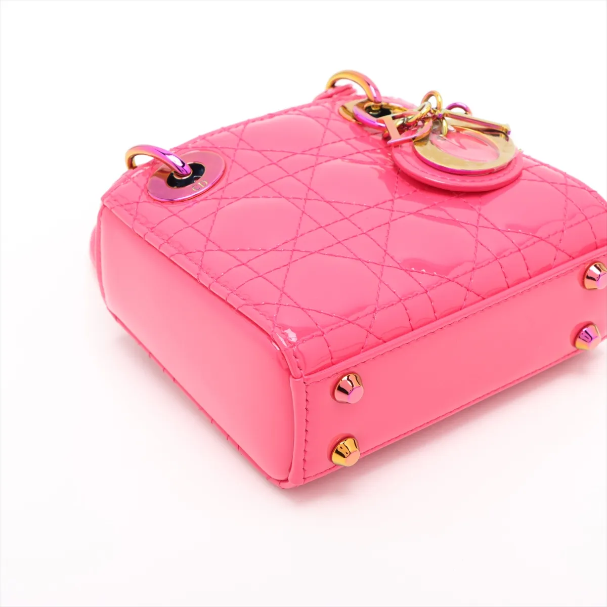 Cannage Lady Dior Micro Patent Leather 2WAY Handbag Pink — view 4