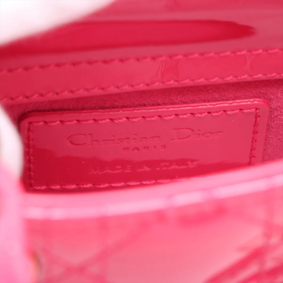 Cannage Lady Dior Micro Patent Leather 2WAY Handbag Pink — view 9
