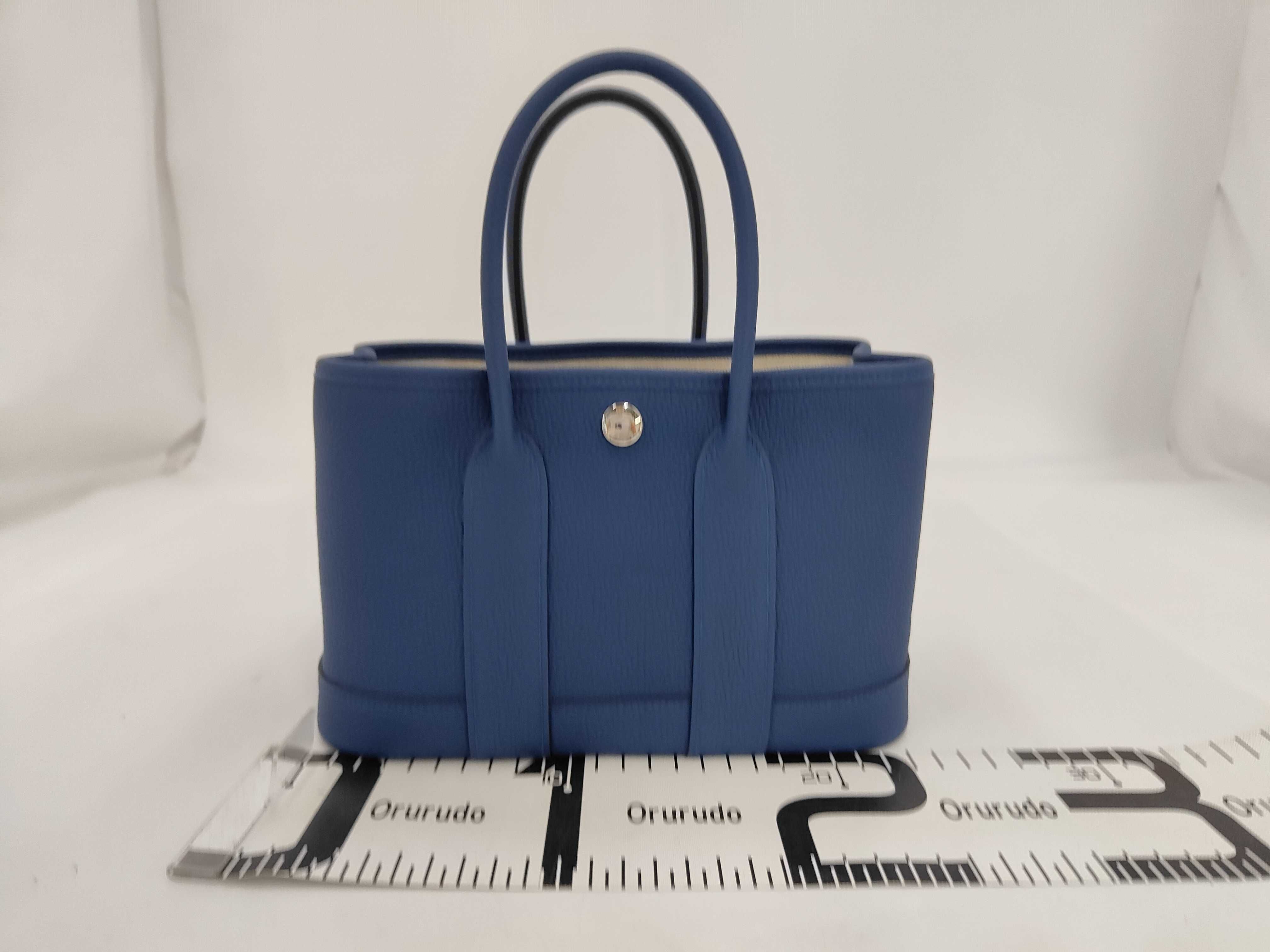 Garden Party Neo Blue Tie Togo Silver Hardware K Stamp Handbag Tote Bag — view 2