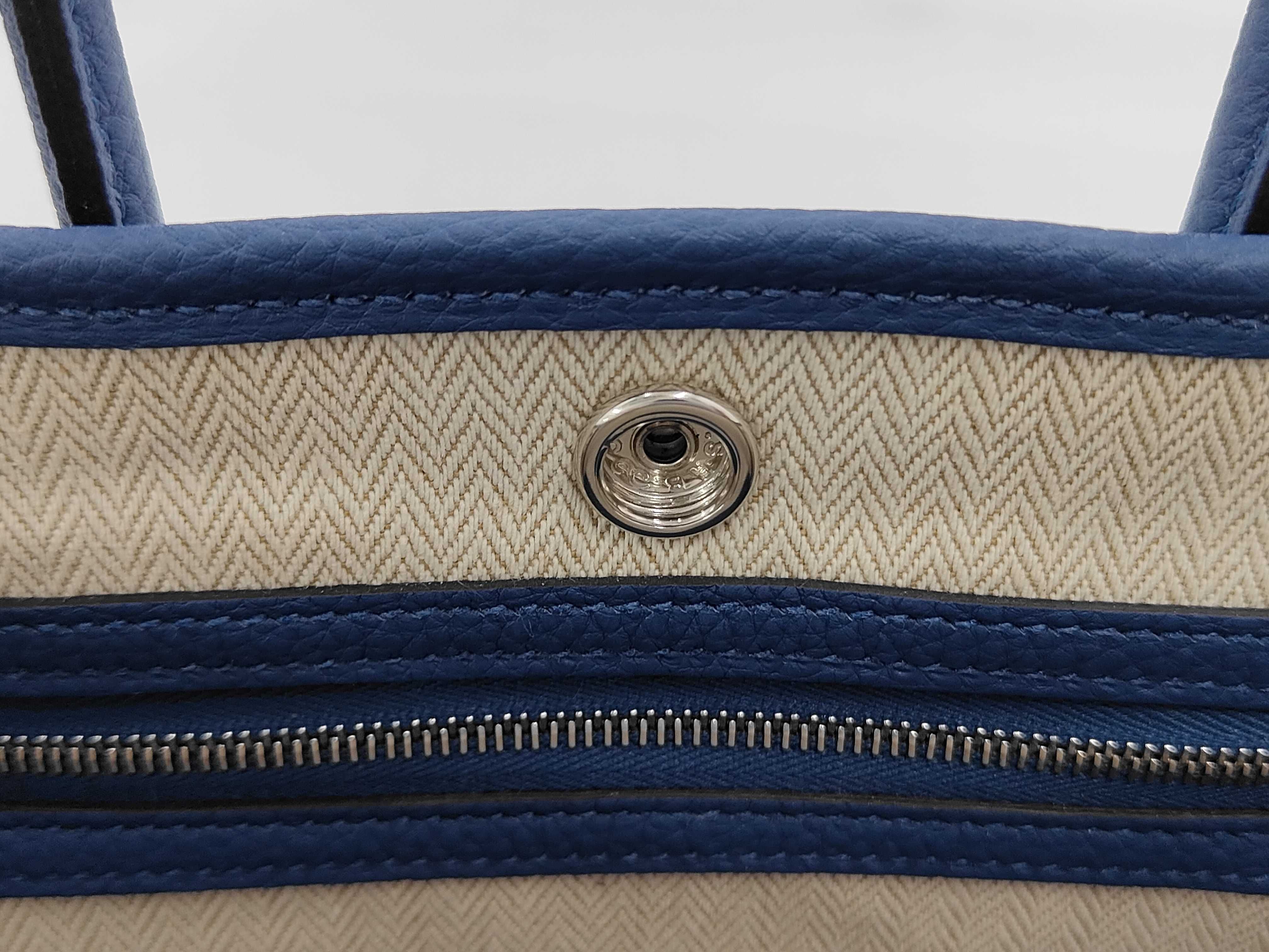 Garden Party Neo Blue Tie Togo Silver Hardware K Stamp Handbag Tote Bag — view 11