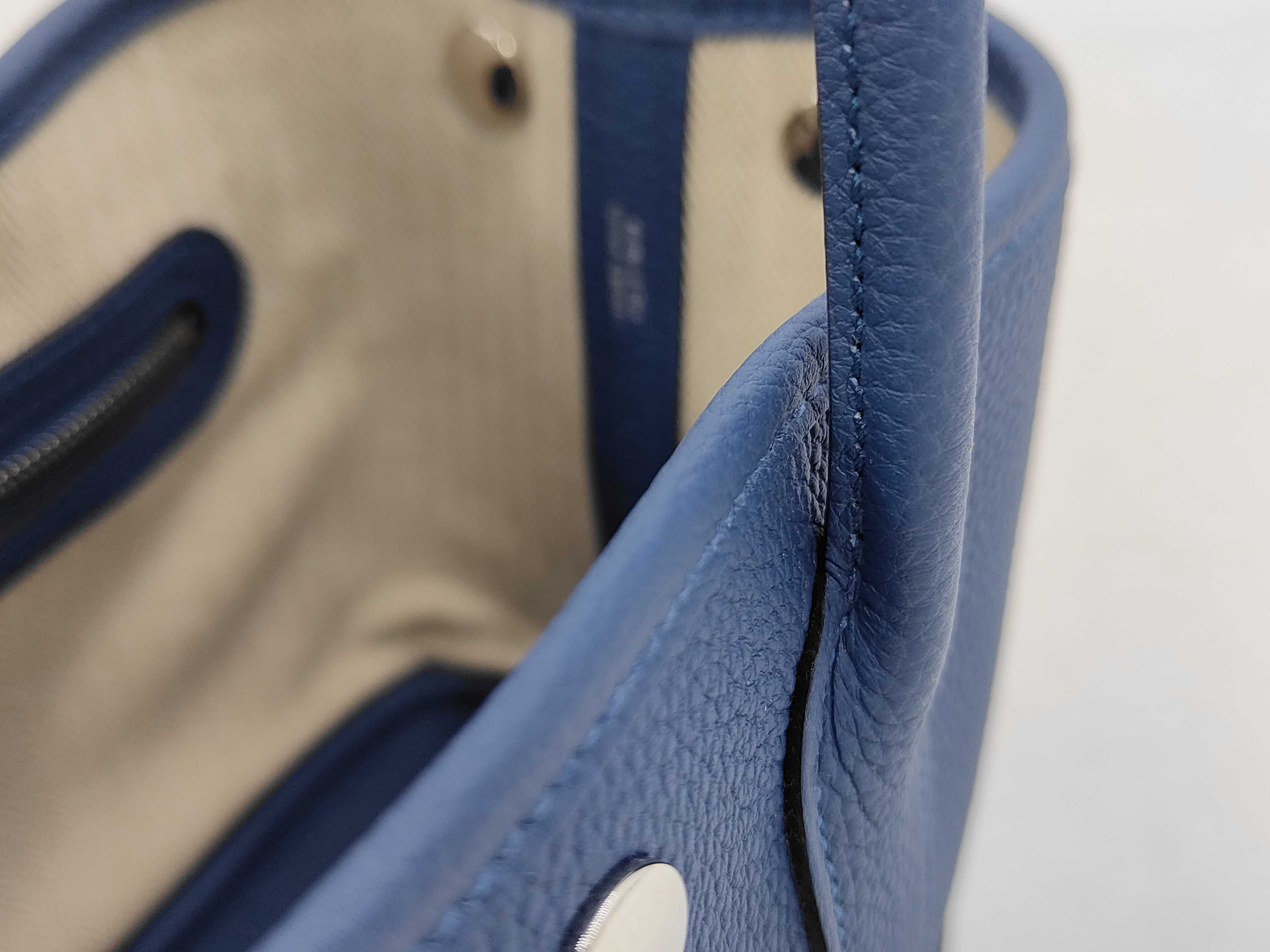 Garden Party Neo Blue Tie Togo Silver Hardware K Stamp Handbag Tote Bag — view 7