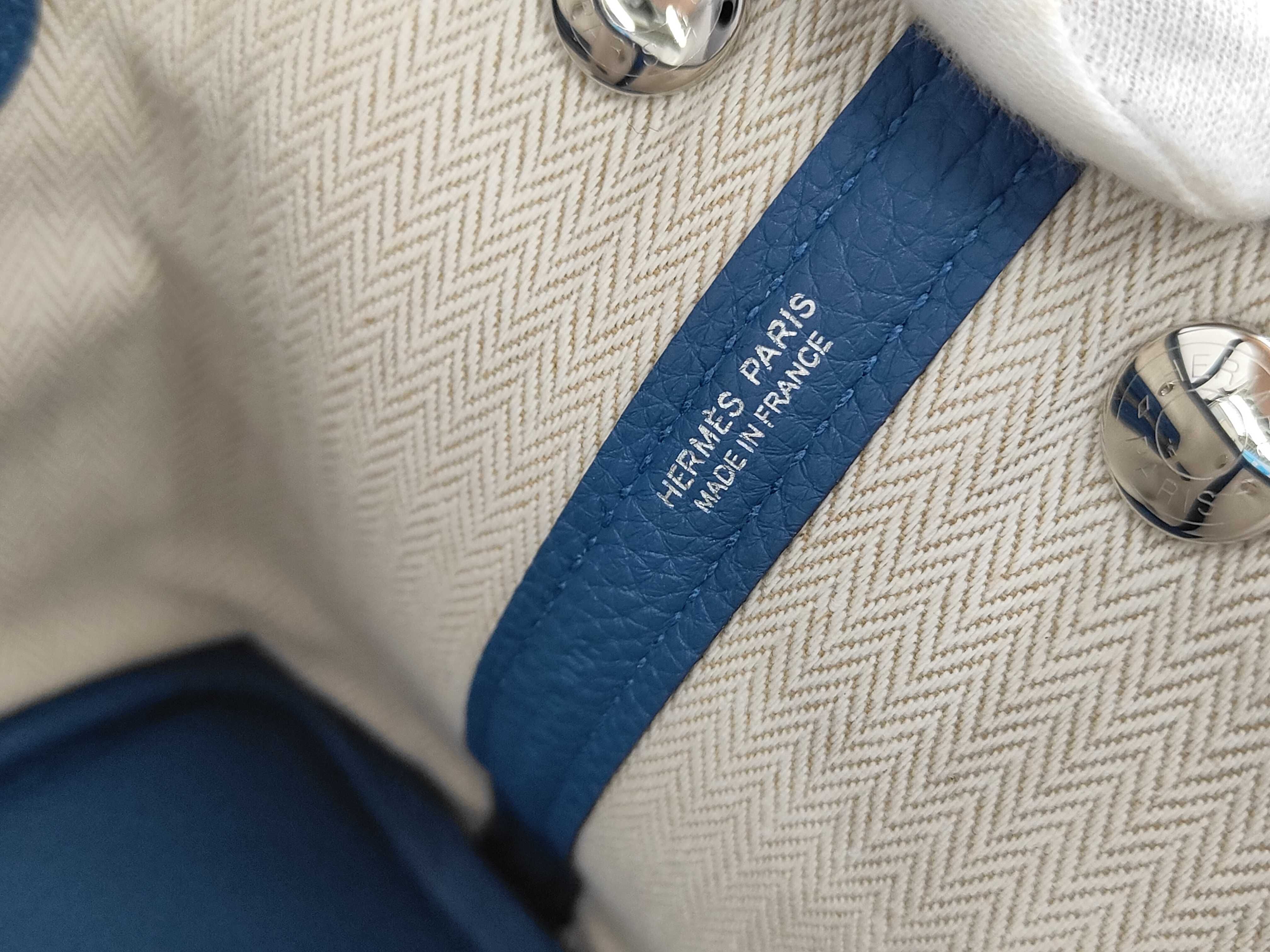 Garden Party Neo Blue Tie Togo Silver Hardware K Stamp Handbag Tote Bag — view 9