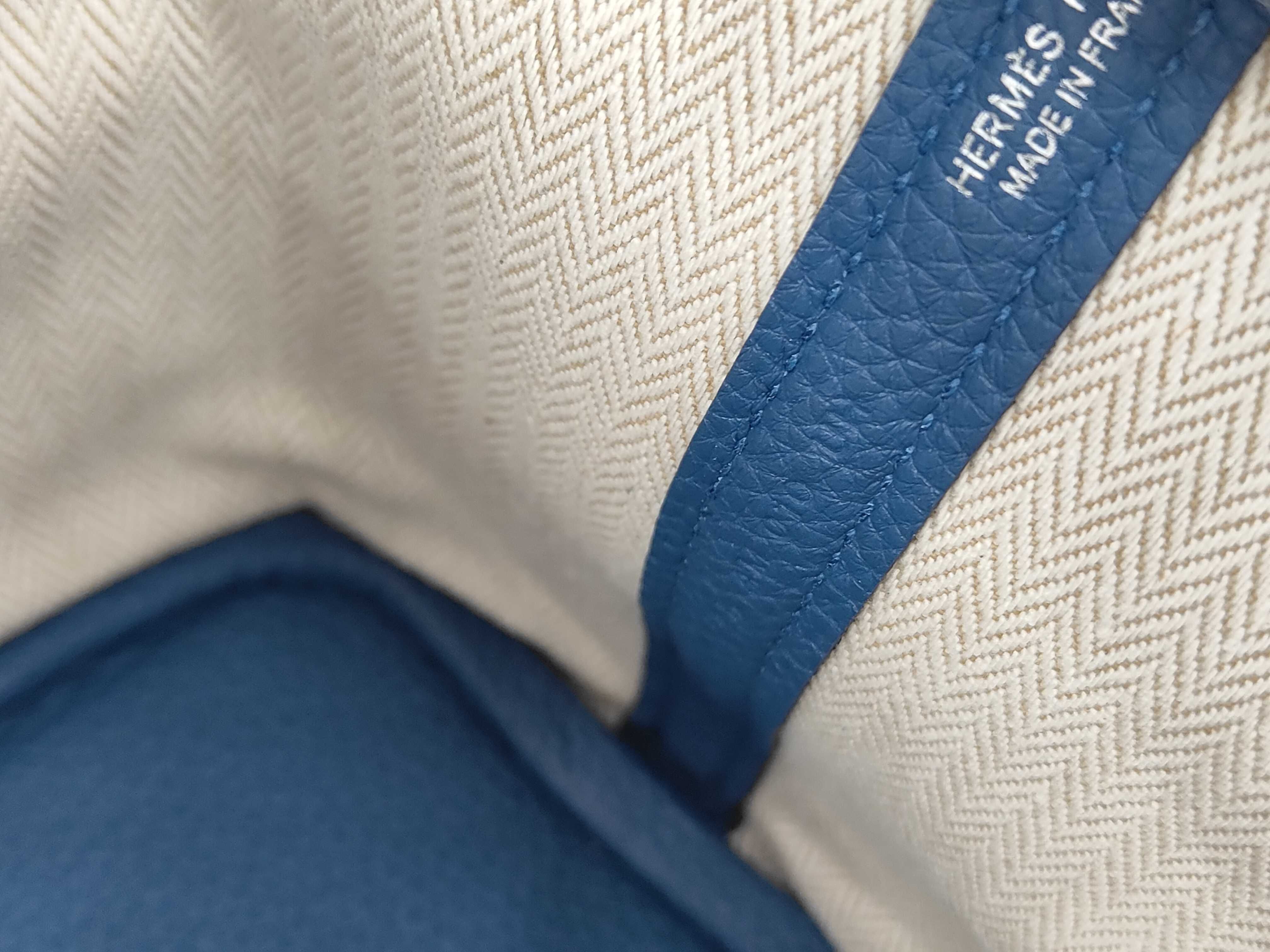 Garden Party Neo Blue Tie Togo Silver Hardware K Stamp Handbag Tote Bag — view 10