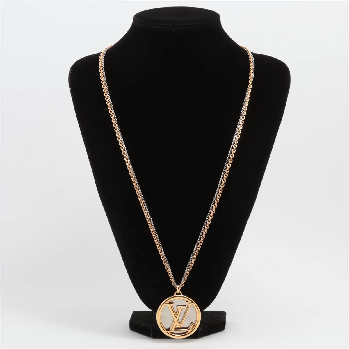 M64281 Corie Louise LV Initial LE0199 Necklace GP Gold x Silver — view 5