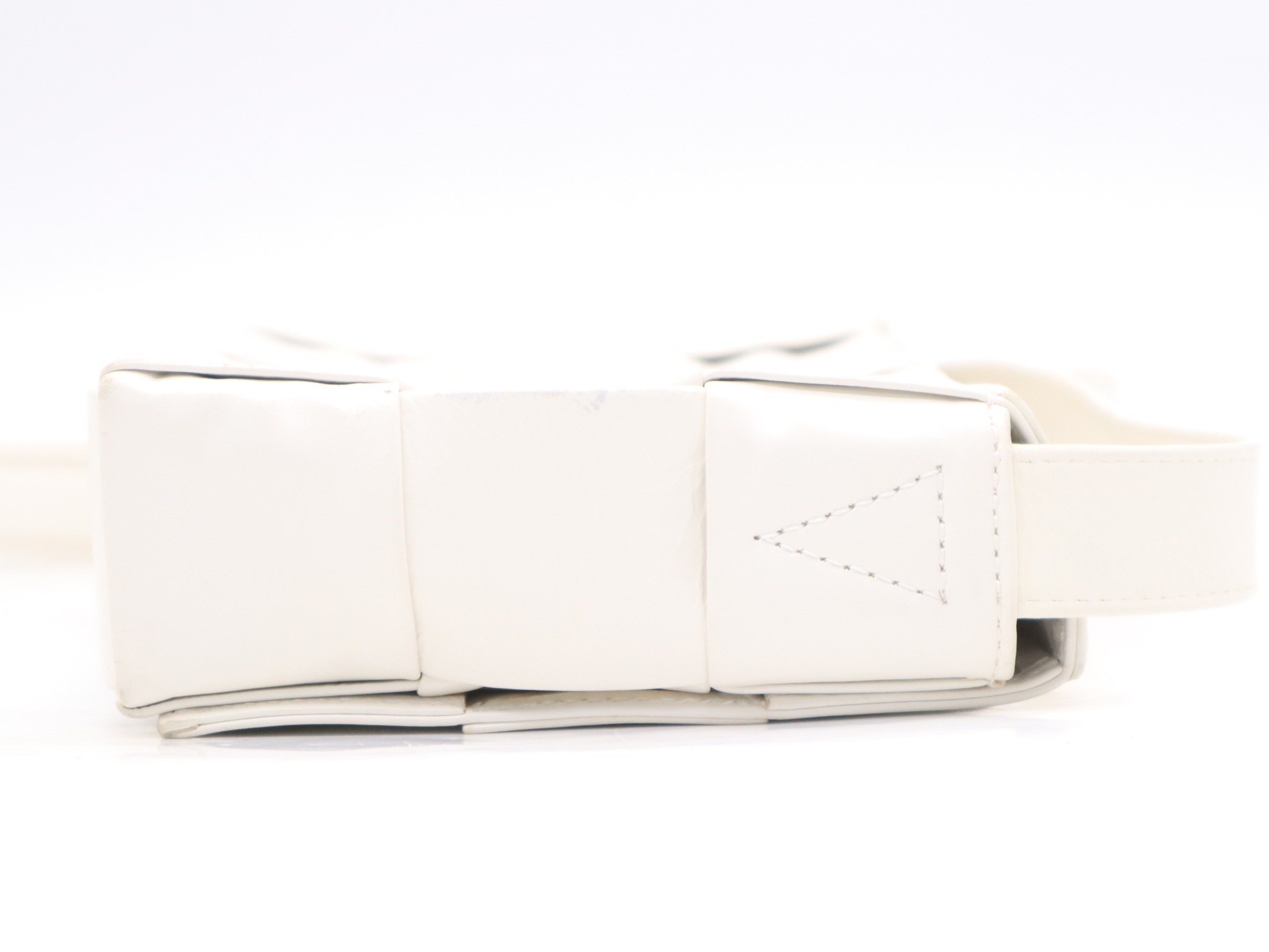 Leather Intrecciato Cassette Shoulder Bag, White, RFID Reaction Confirmed — view 5