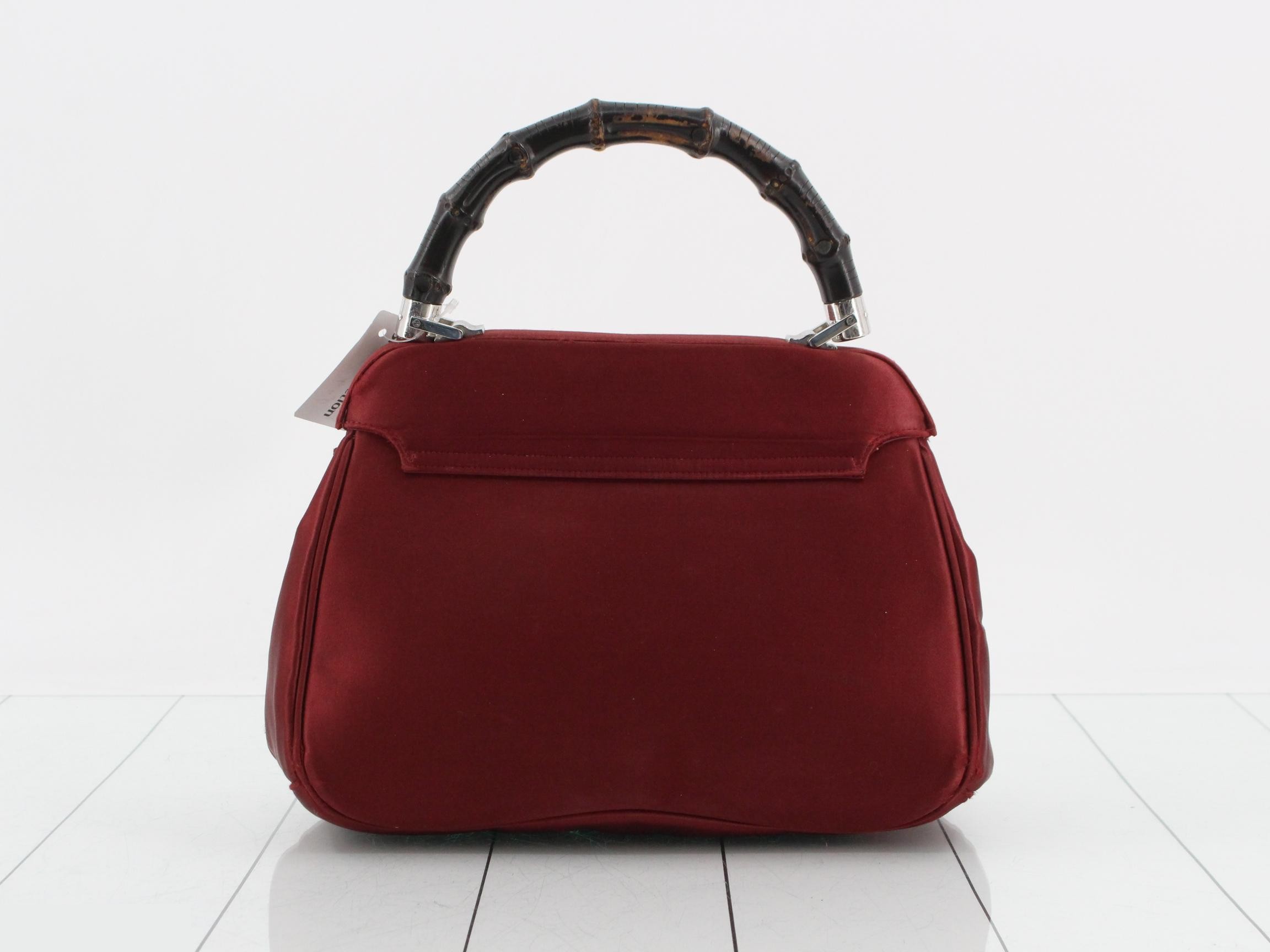 Bamboo Lock Handbag, Satin, Bordeaux, 331830 — view 2
