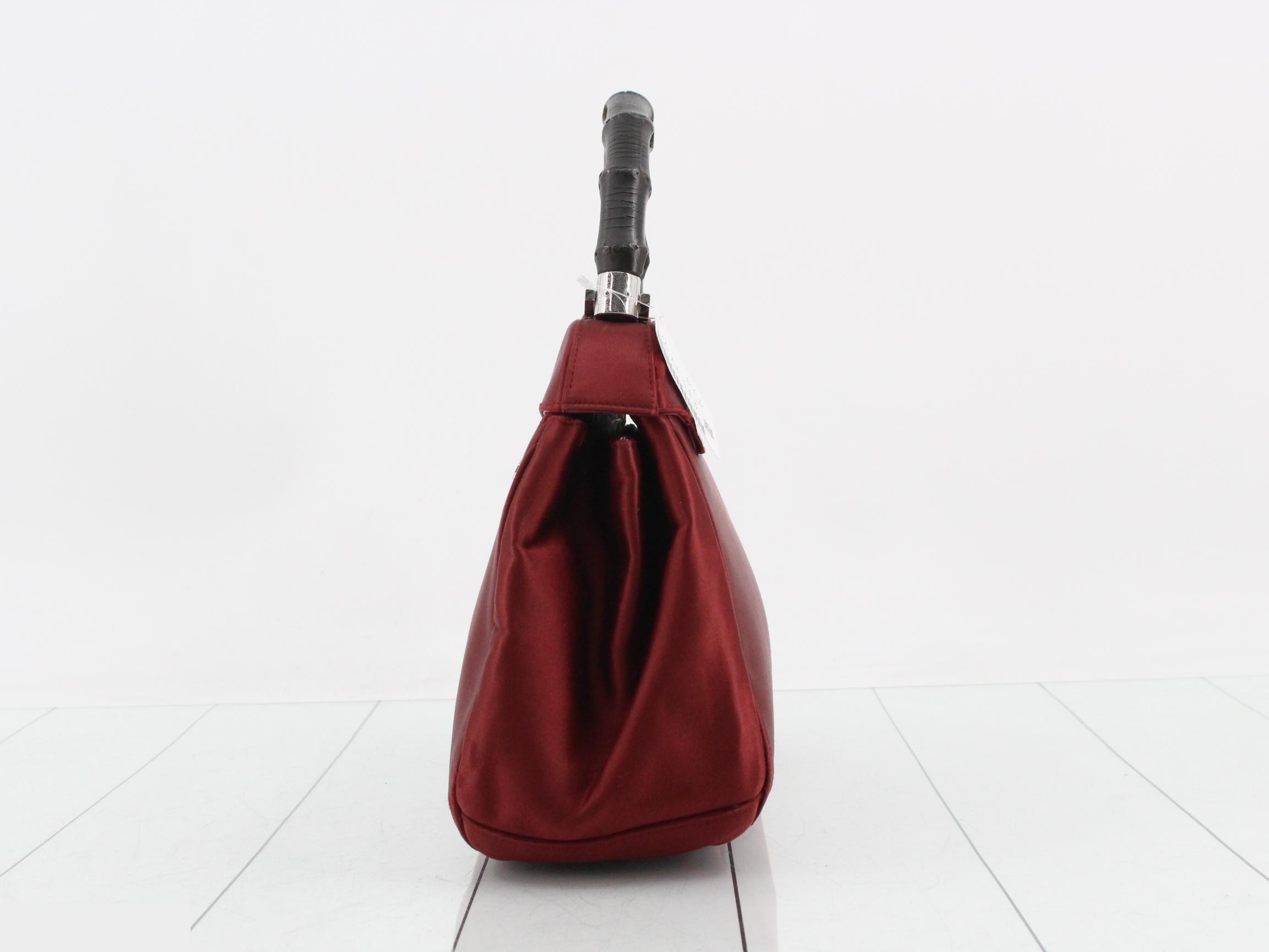 Bamboo Lock Handbag, Satin, Bordeaux, 331830 — view 3