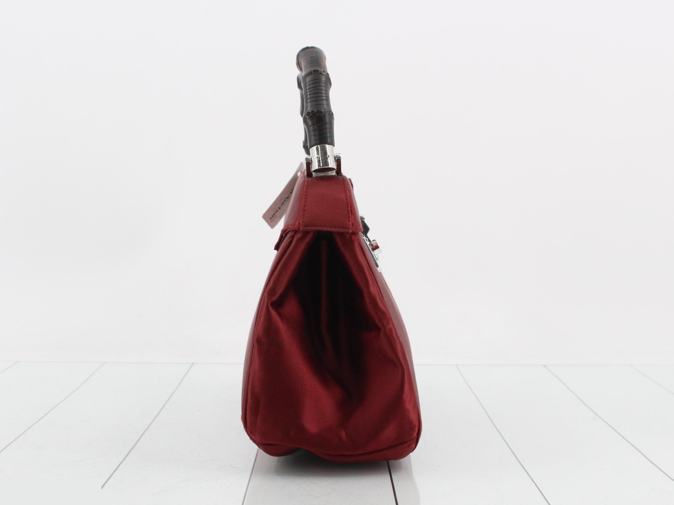 Bamboo Lock Handbag, Satin, Bordeaux, 331830 — view 4