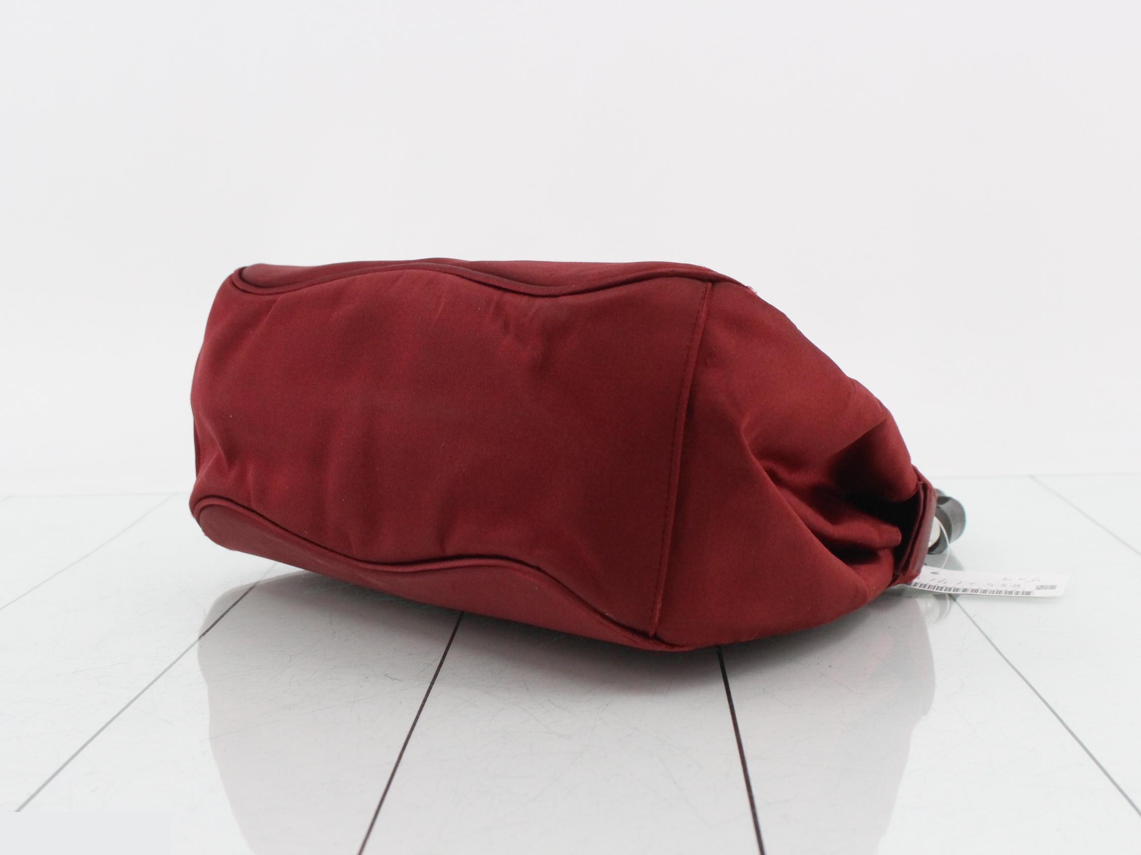 Bamboo Lock Handbag, Satin, Bordeaux, 331830 — view 6