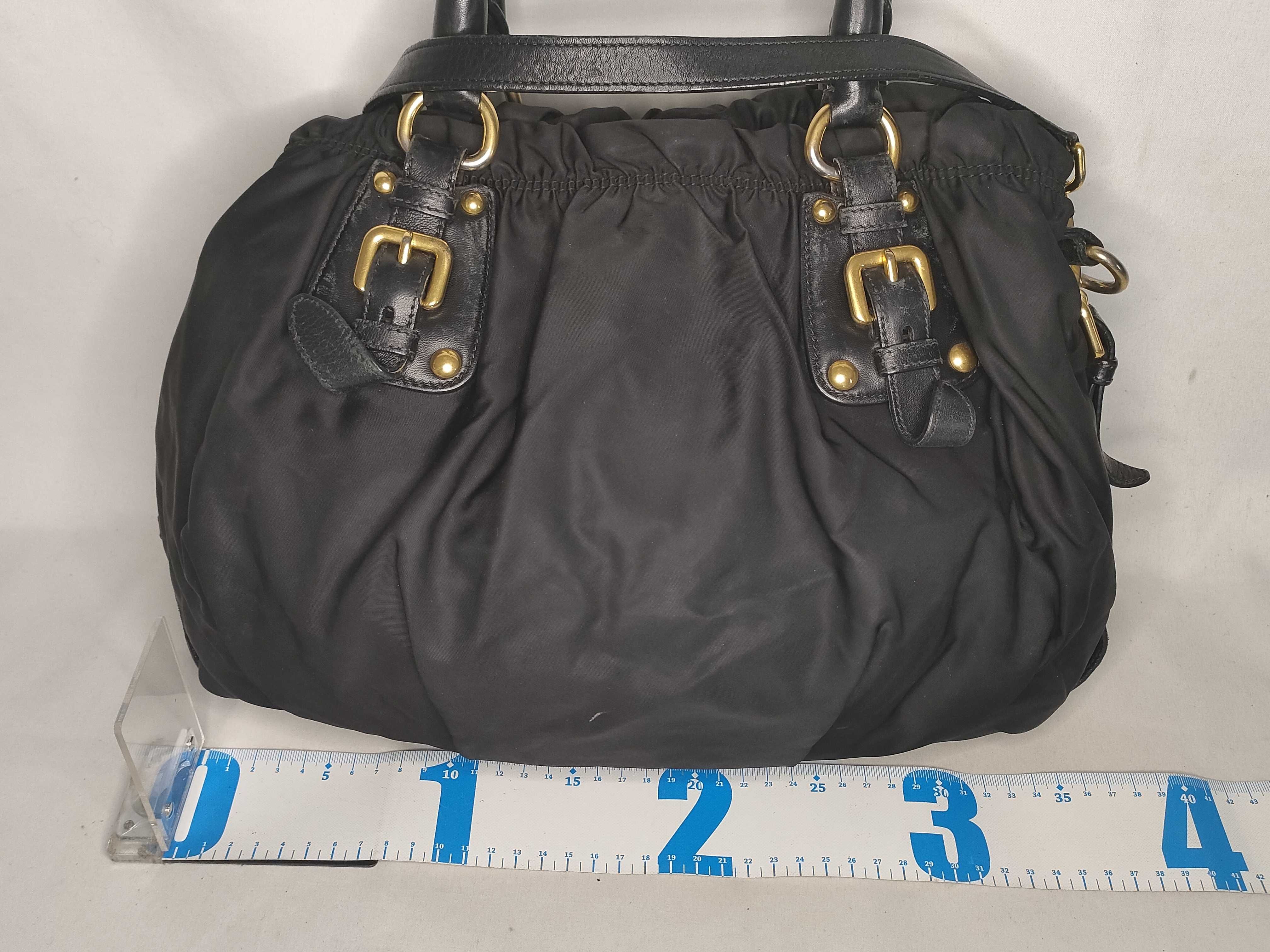Nylon Prada B7546 Leather Chain Shoulder Bag Black Handbag — view 2