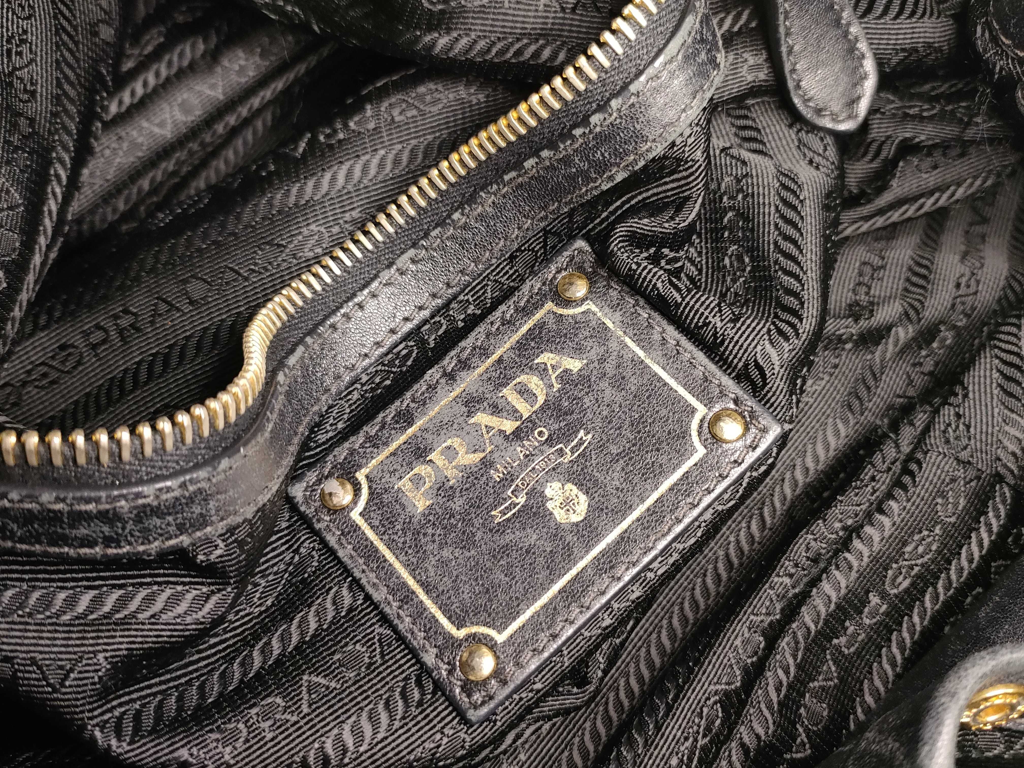 Nylon Prada B7546 Leather Chain Shoulder Bag Black Handbag — view 12