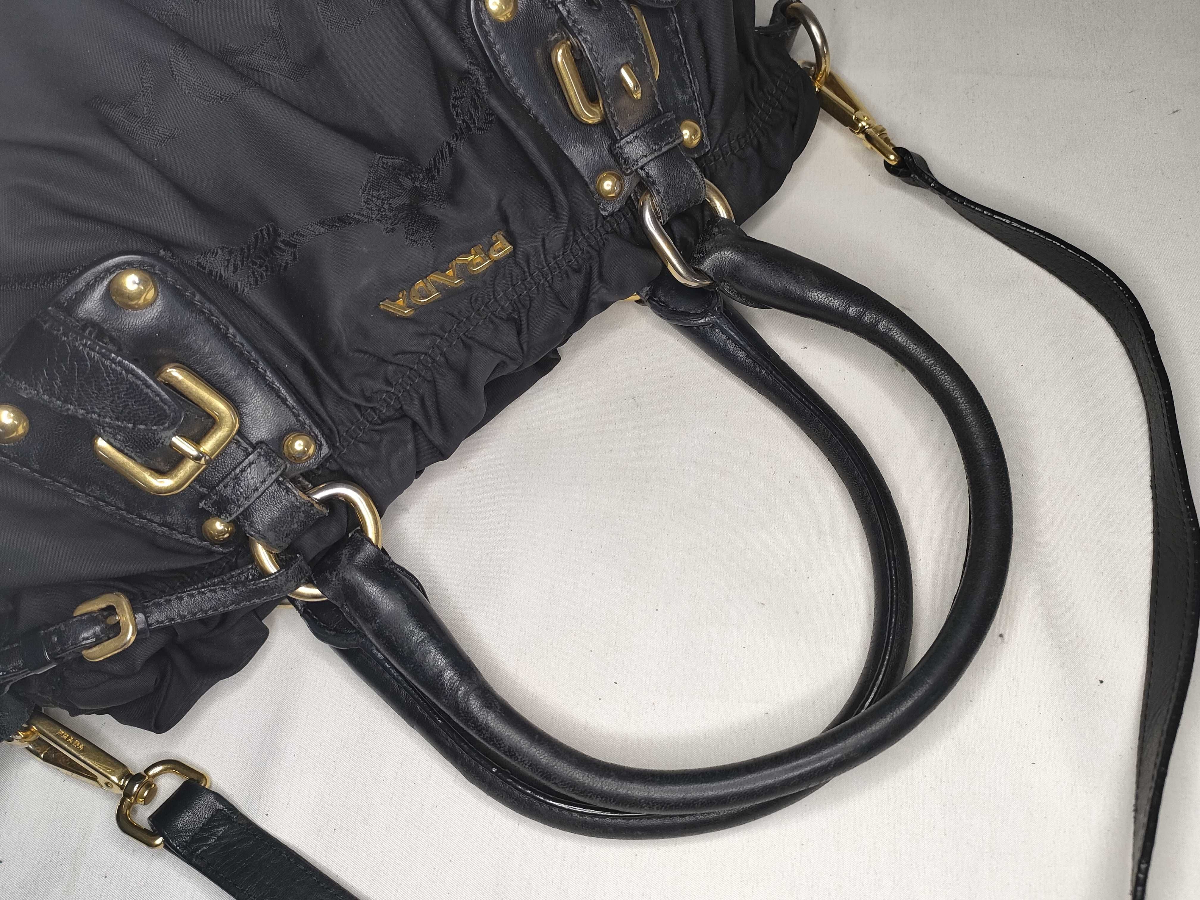 Nylon Prada B7546 Leather Chain Shoulder Bag Black Handbag — view 3