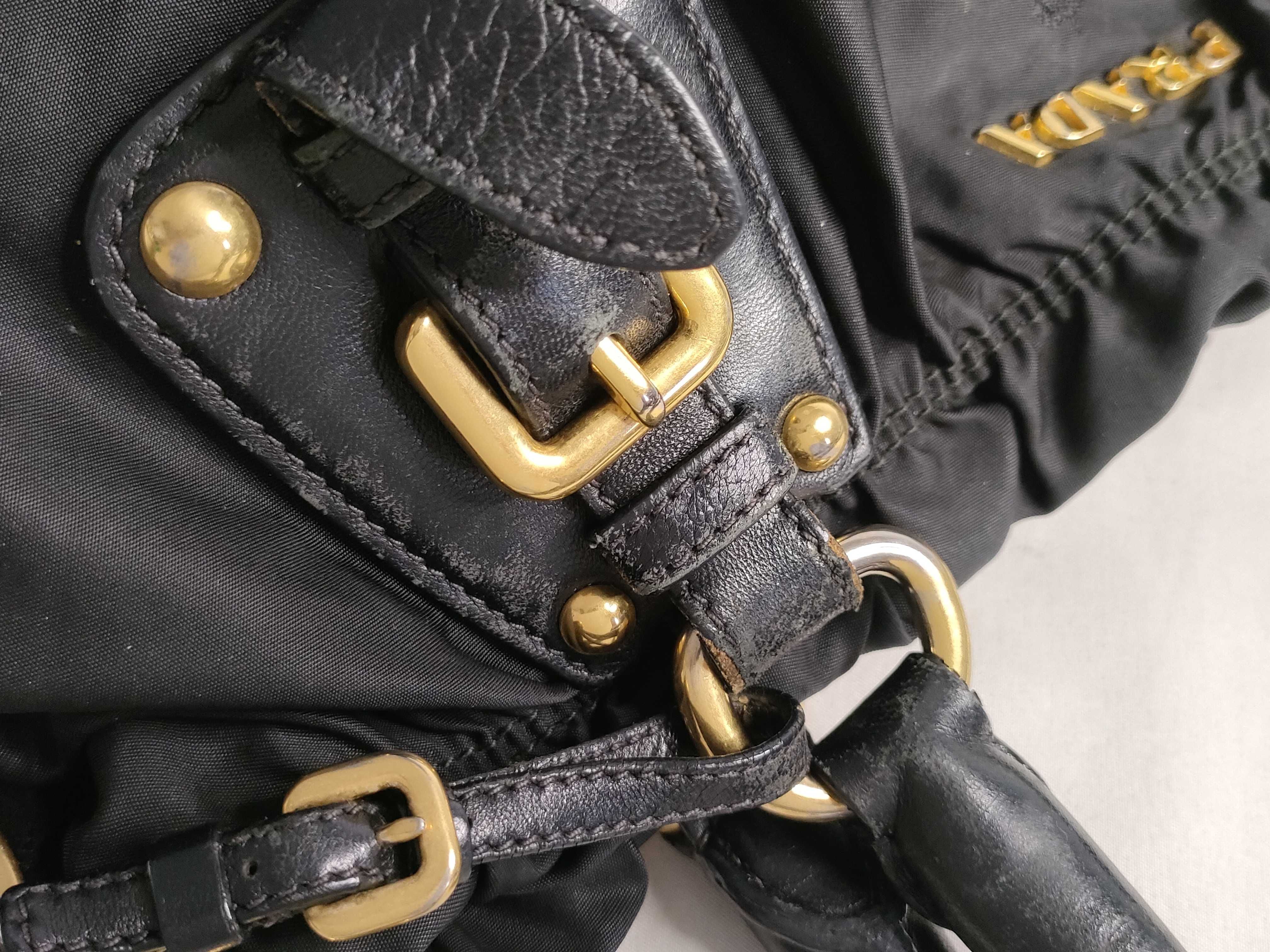 Nylon Prada B7546 Leather Chain Shoulder Bag Black Handbag — view 5
