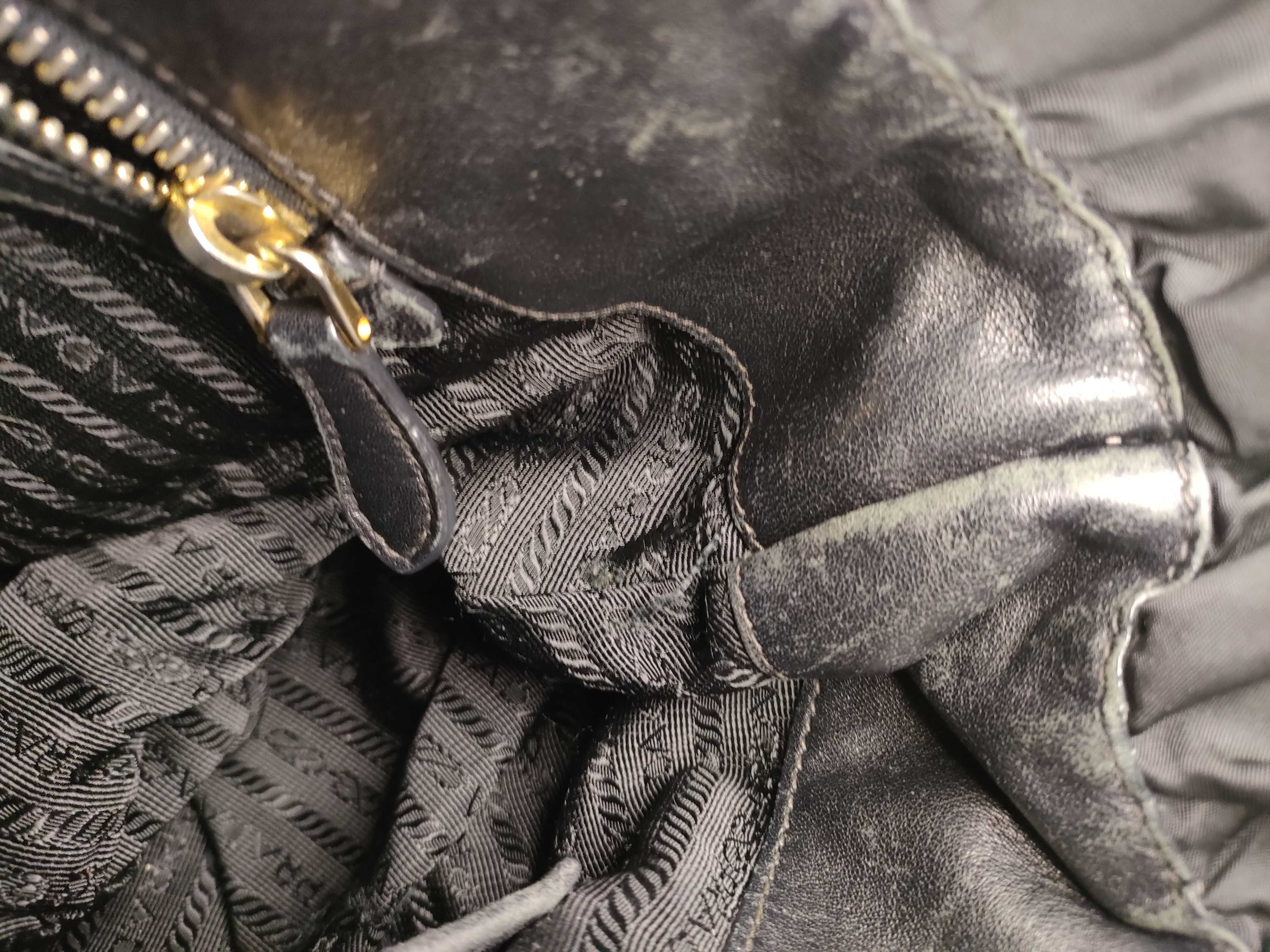 Nylon Prada B7546 Leather Chain Shoulder Bag Black Handbag — view 9