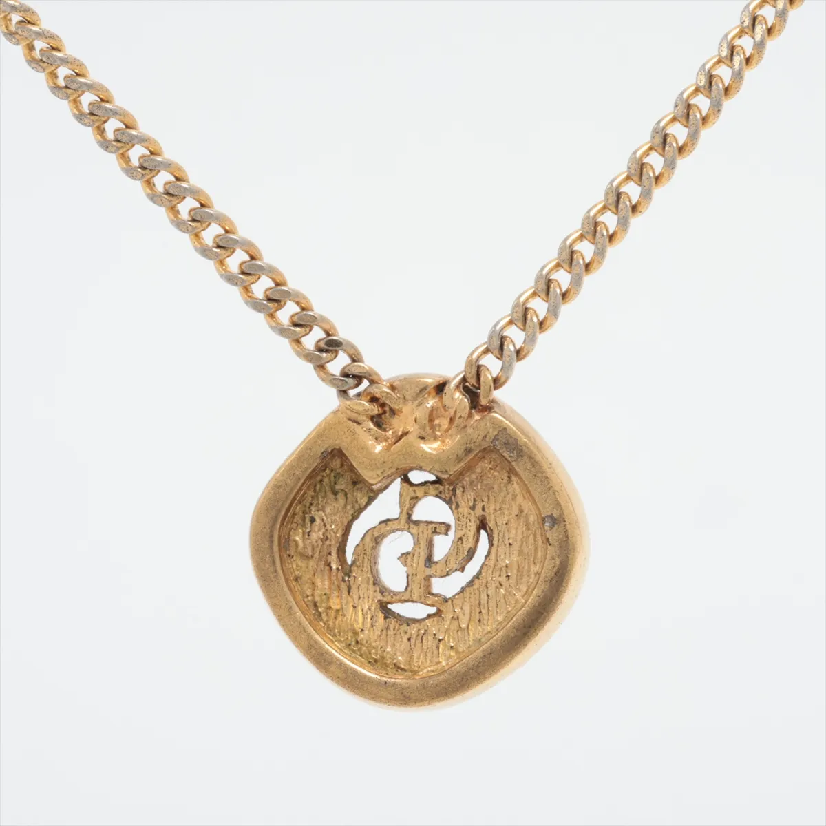 CD Logo Necklace GP x Rhinestone Gold — view 2