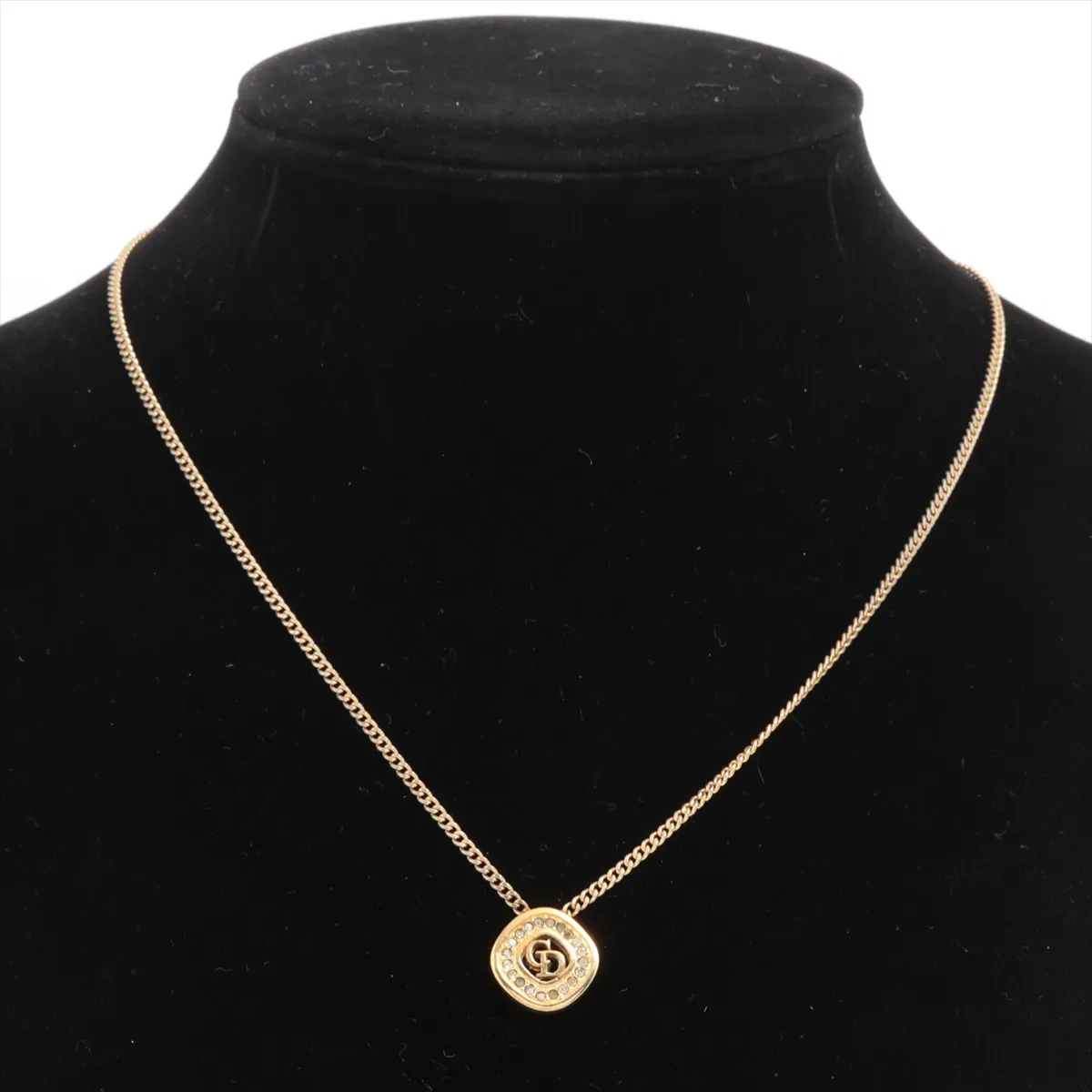 CD Logo Necklace GP x Rhinestone Gold — view 5