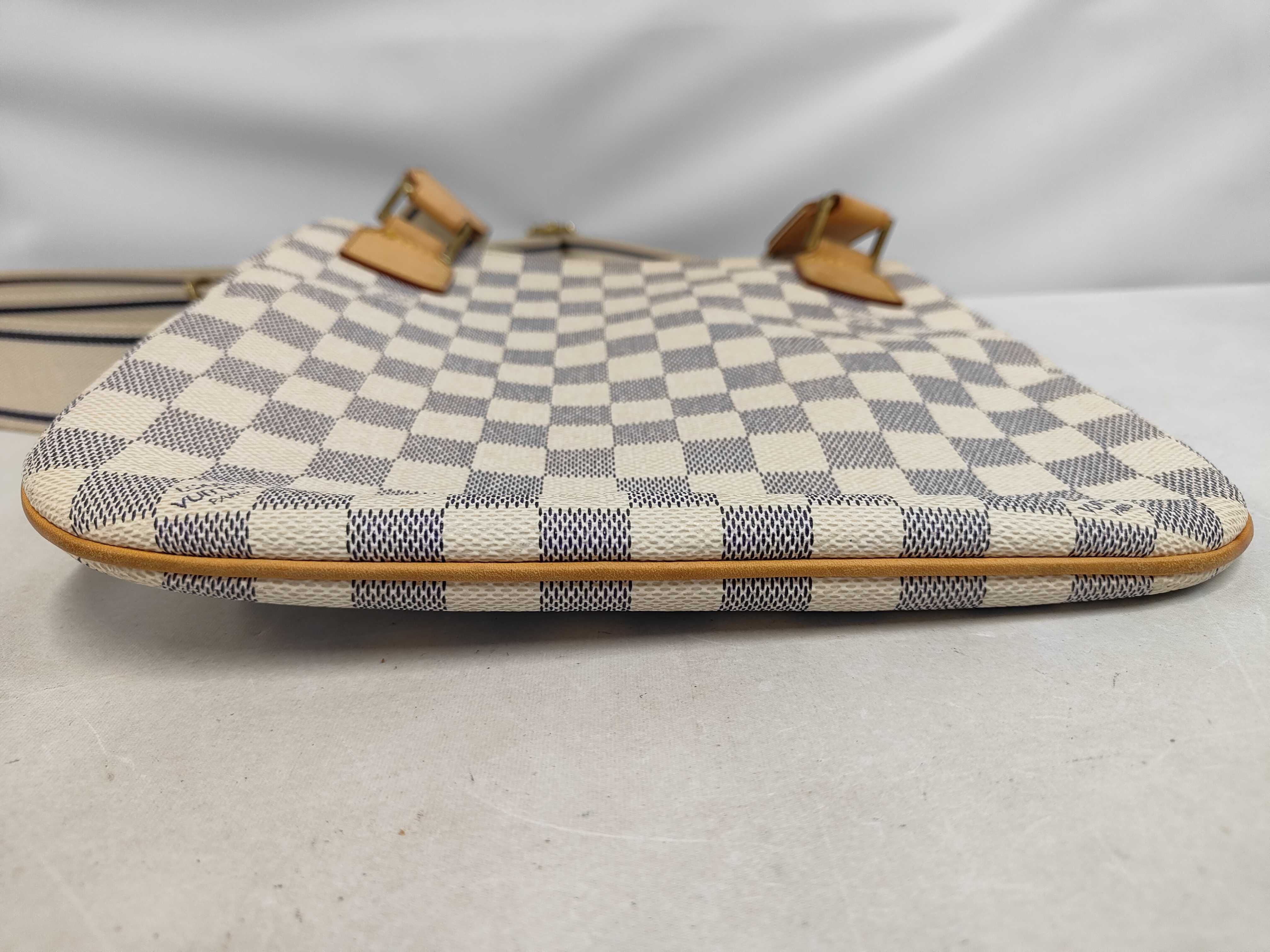 White Blue-Gray Damier Azur Line Pochette Bosphore Shoulder Bag — view 4