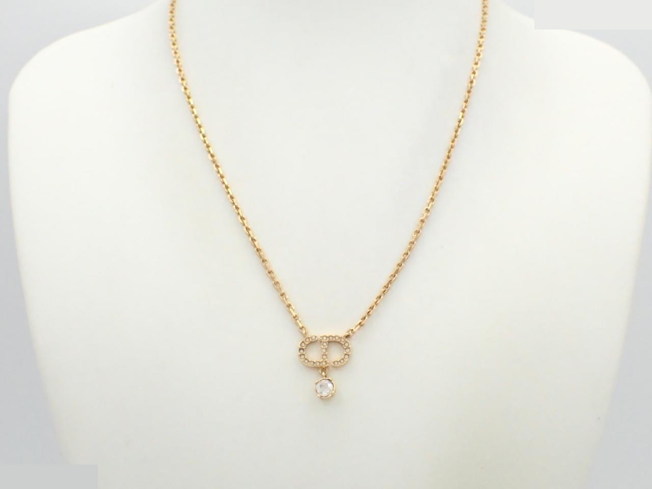 CD logo rhinestone necklace — view 3