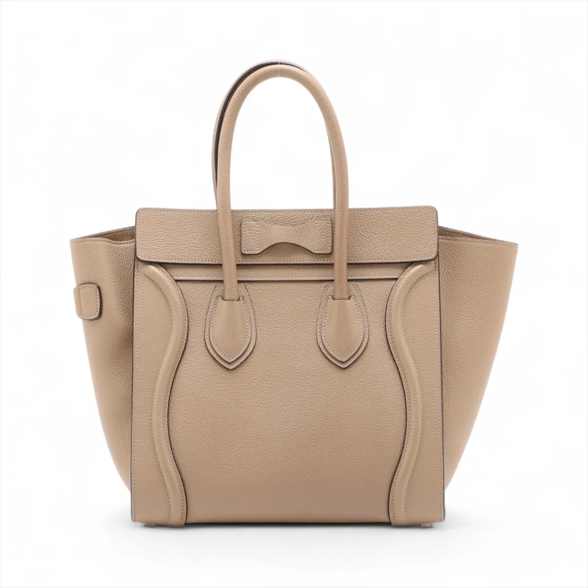 Luggage Micro Shopper Leather Handbag, Beige — view 2