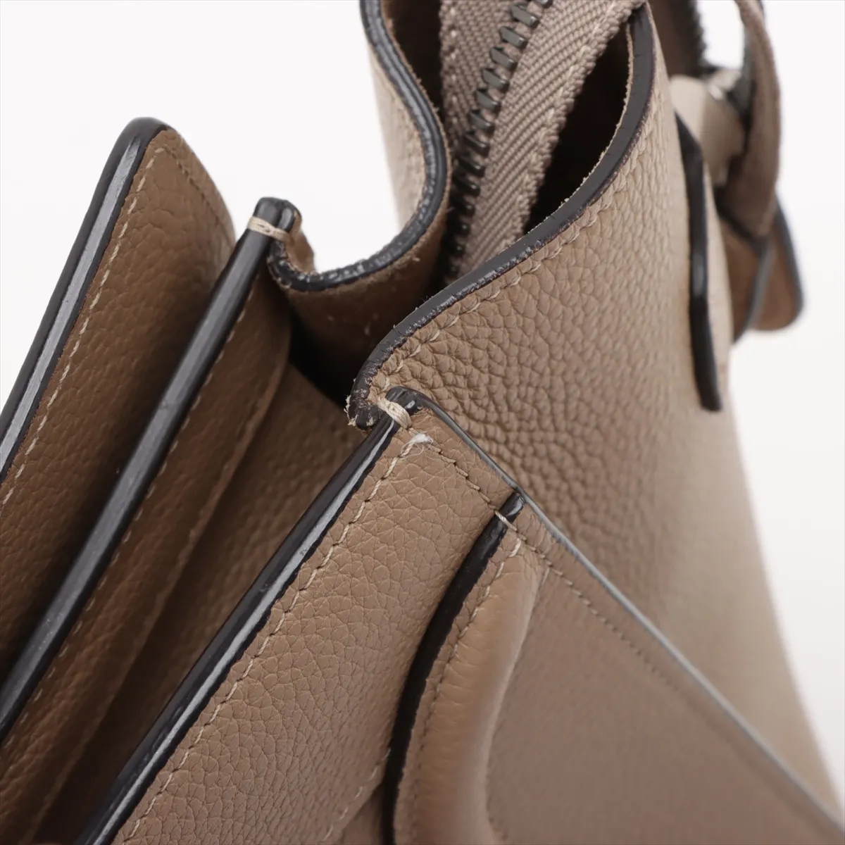 Luggage Micro Shopper Leather Handbag, Beige — view 11