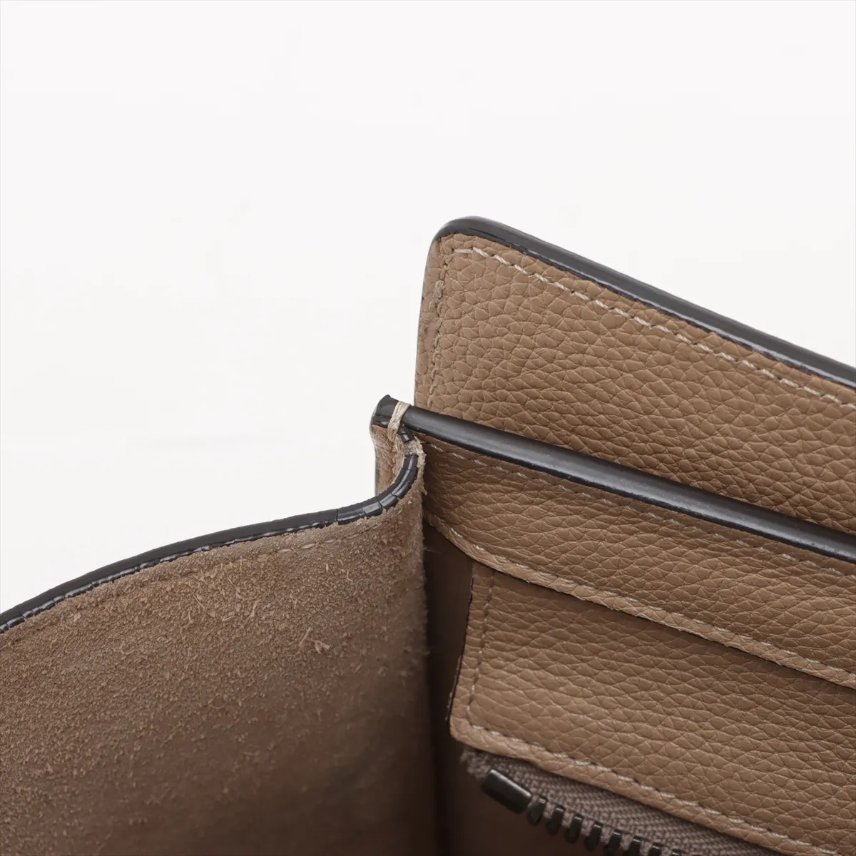 Luggage Micro Shopper Leather Handbag, Beige — view 15