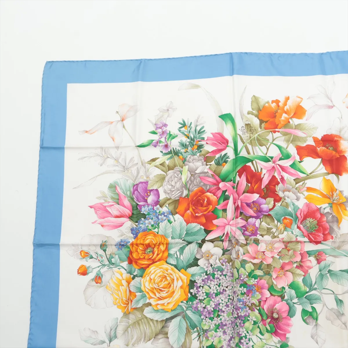 Flora scarf, silk, light blue. Shows signs of wear, — view 2