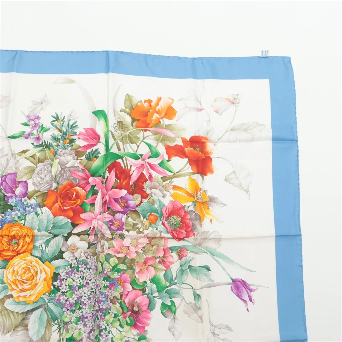 Flora scarf, silk, light blue. Shows signs of wear, — view 3
