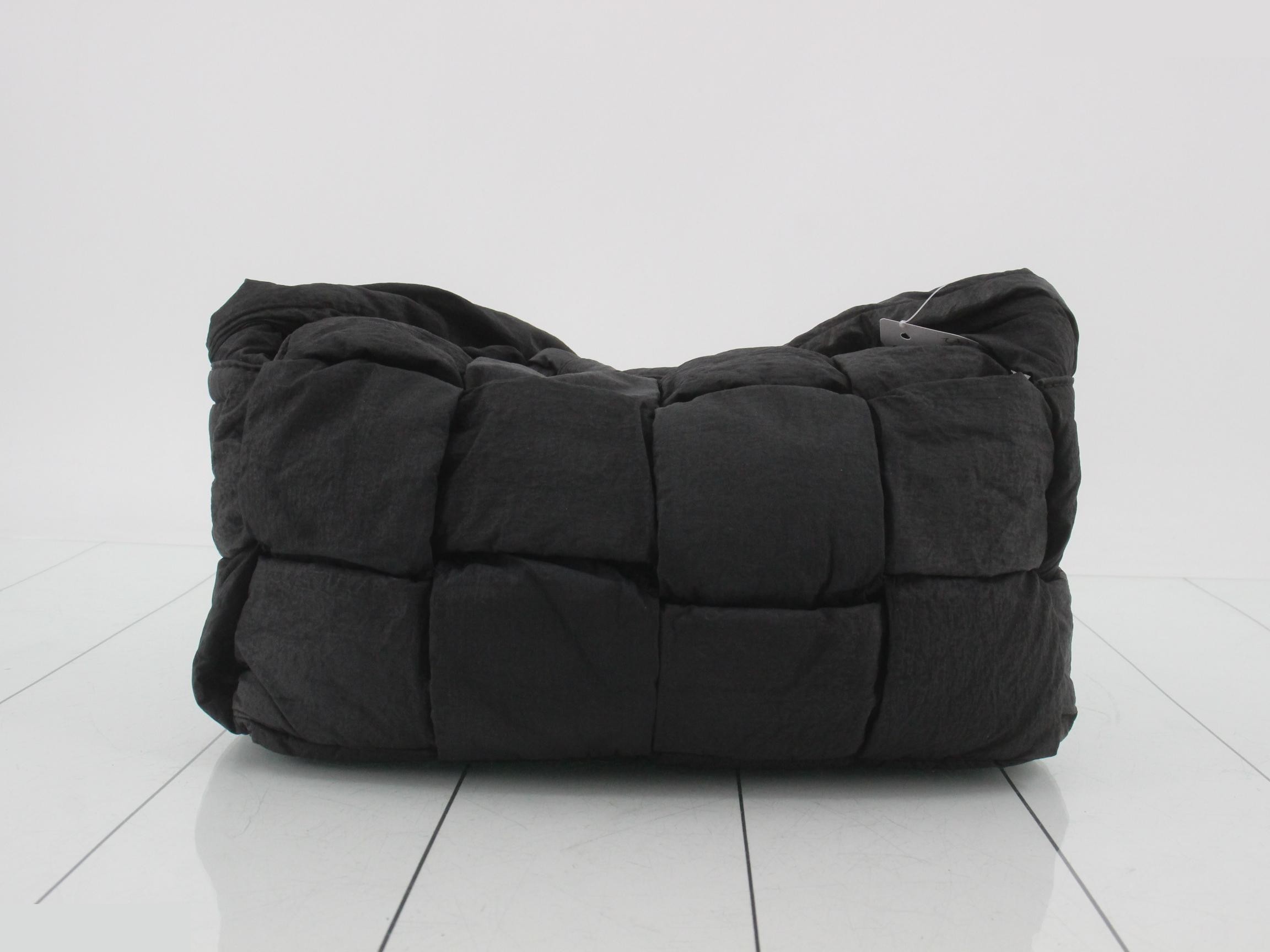 Shoulder bag, padded, tech, cassette, maxi intrecciato, black — view 2