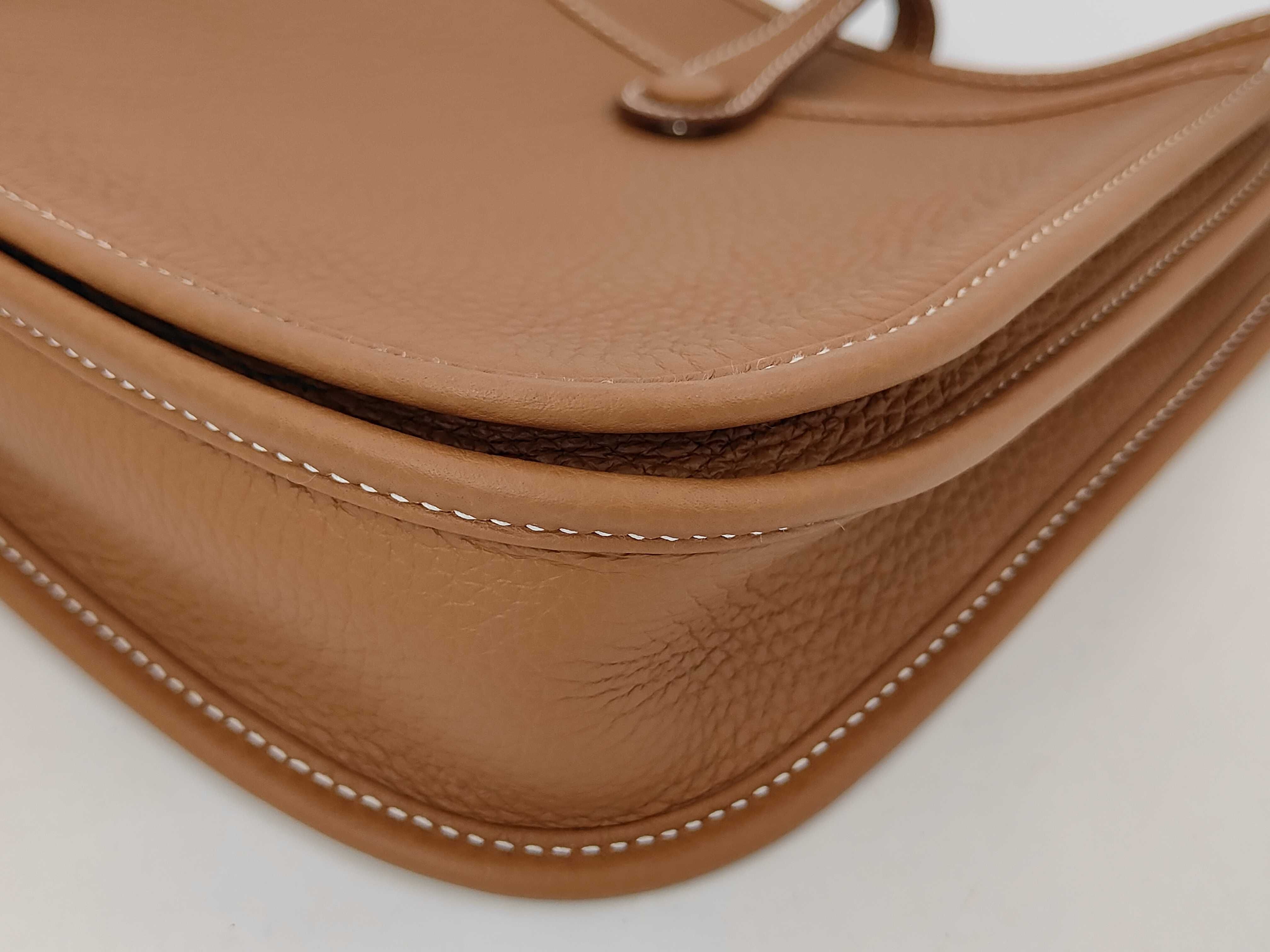 Evelyne 23 Shoulder Bag, Taurillon Clemence Leather, Gold with Silver Hardware, K Stamp — view 3