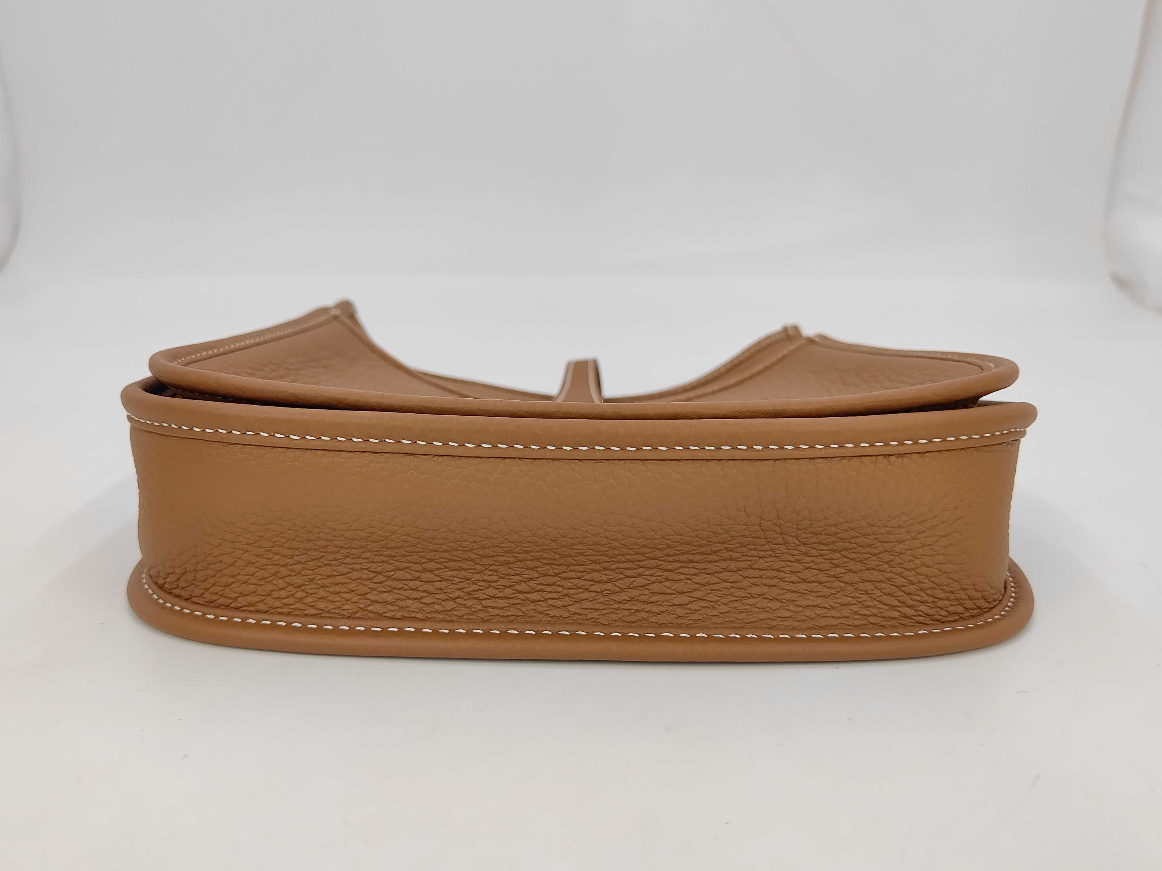 Evelyne 23 Shoulder Bag, Taurillon Clemence Leather, Gold with Silver Hardware, K Stamp — view 4