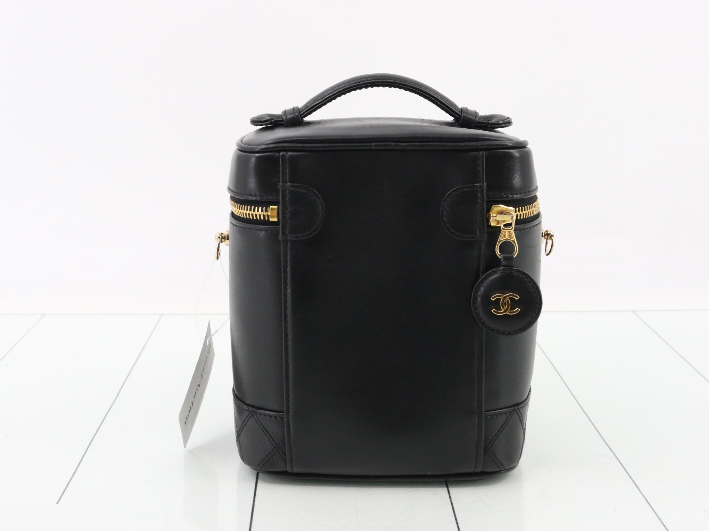 Bicolore Leather Vanity Bag Handbag, Black — view 2