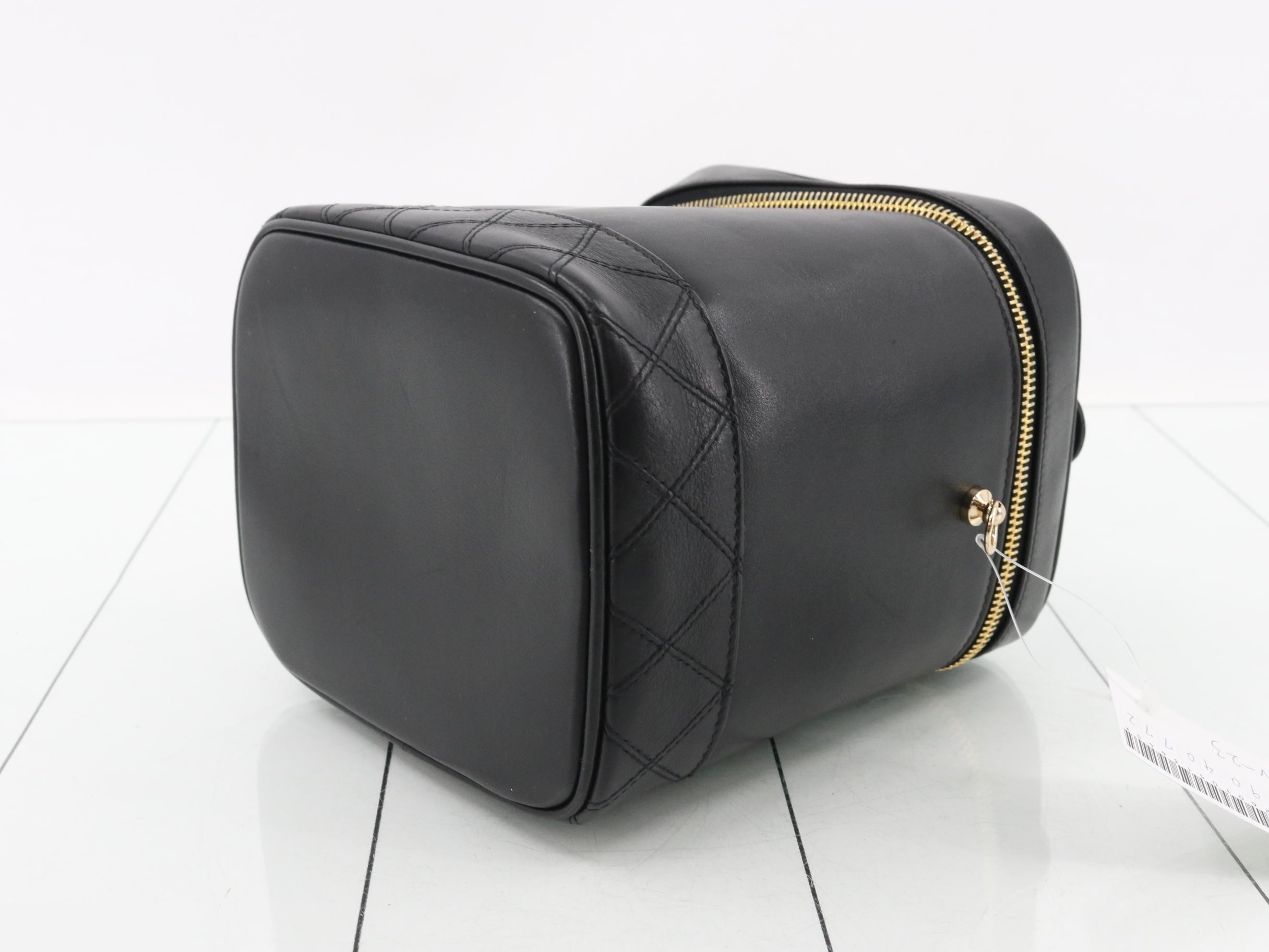 Bicolore Leather Vanity Bag Handbag, Black — view 6