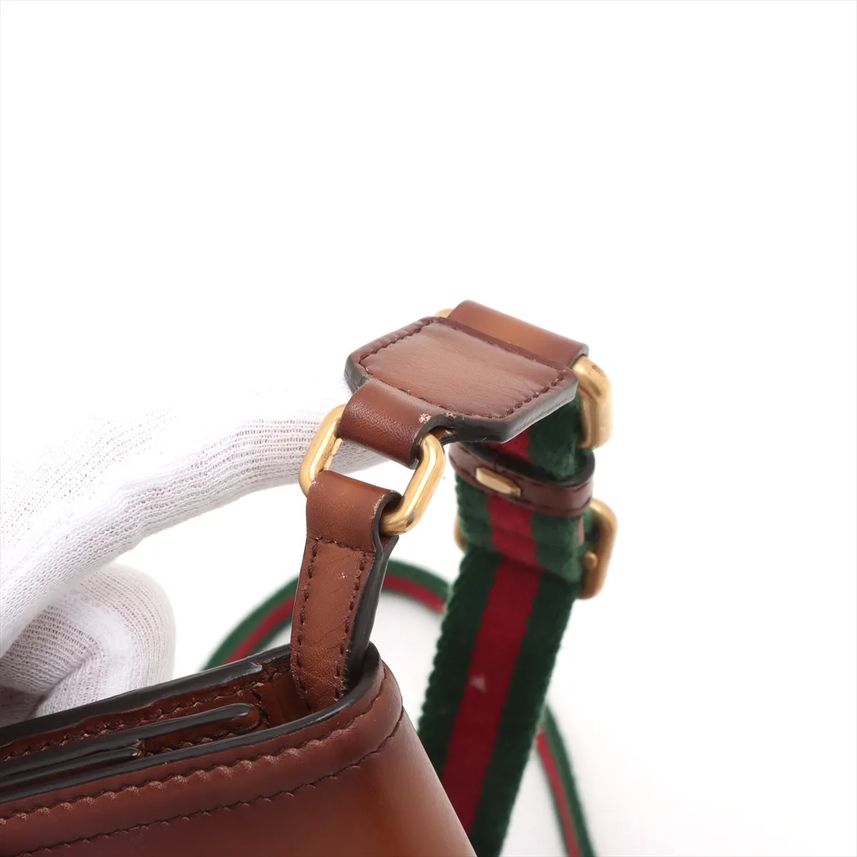 Horsebit Leather Shoulder Bag Brown 382275 — view 11