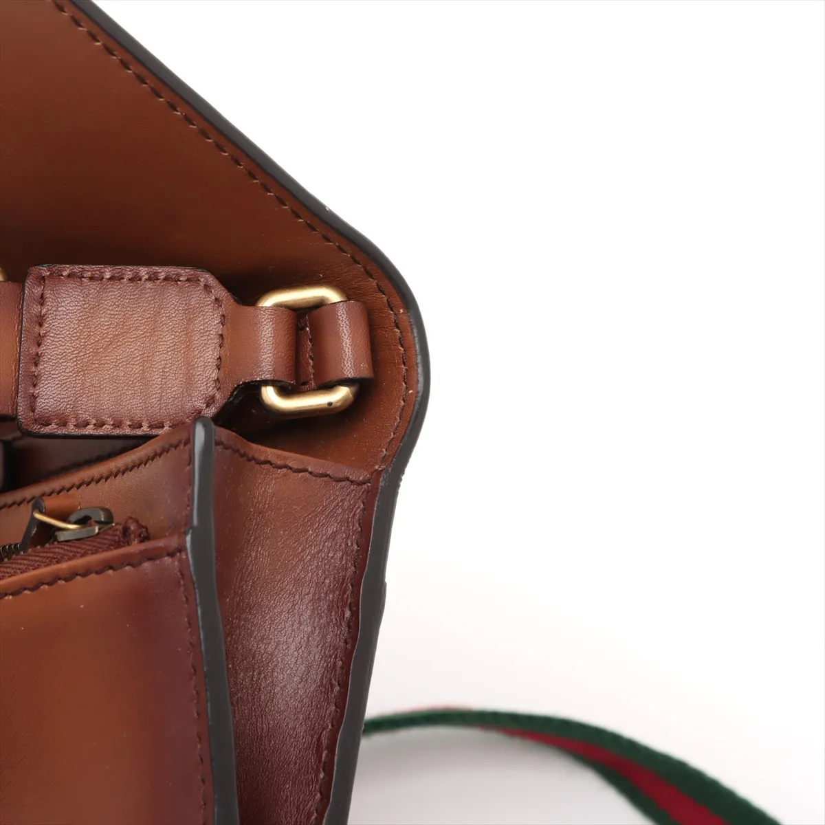 Horsebit Leather Shoulder Bag Brown 382275 — view 13