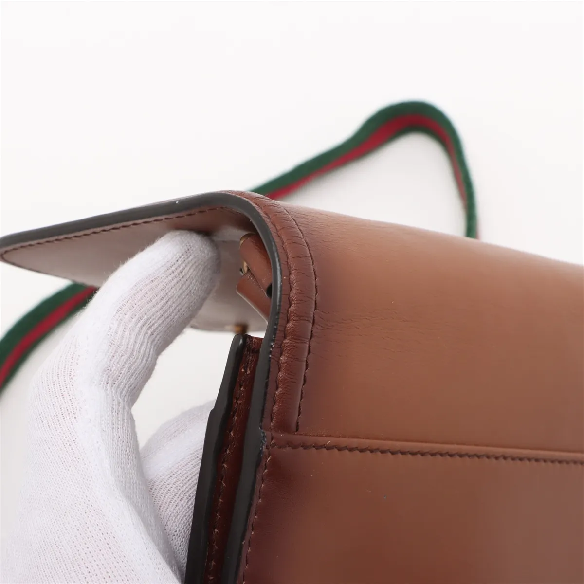Horsebit Leather Shoulder Bag Brown 382275 — view 15