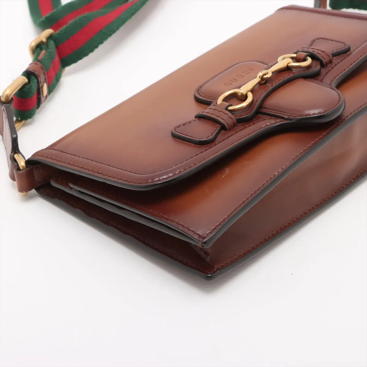 Horsebit Leather Shoulder Bag Brown 382275 — view 4