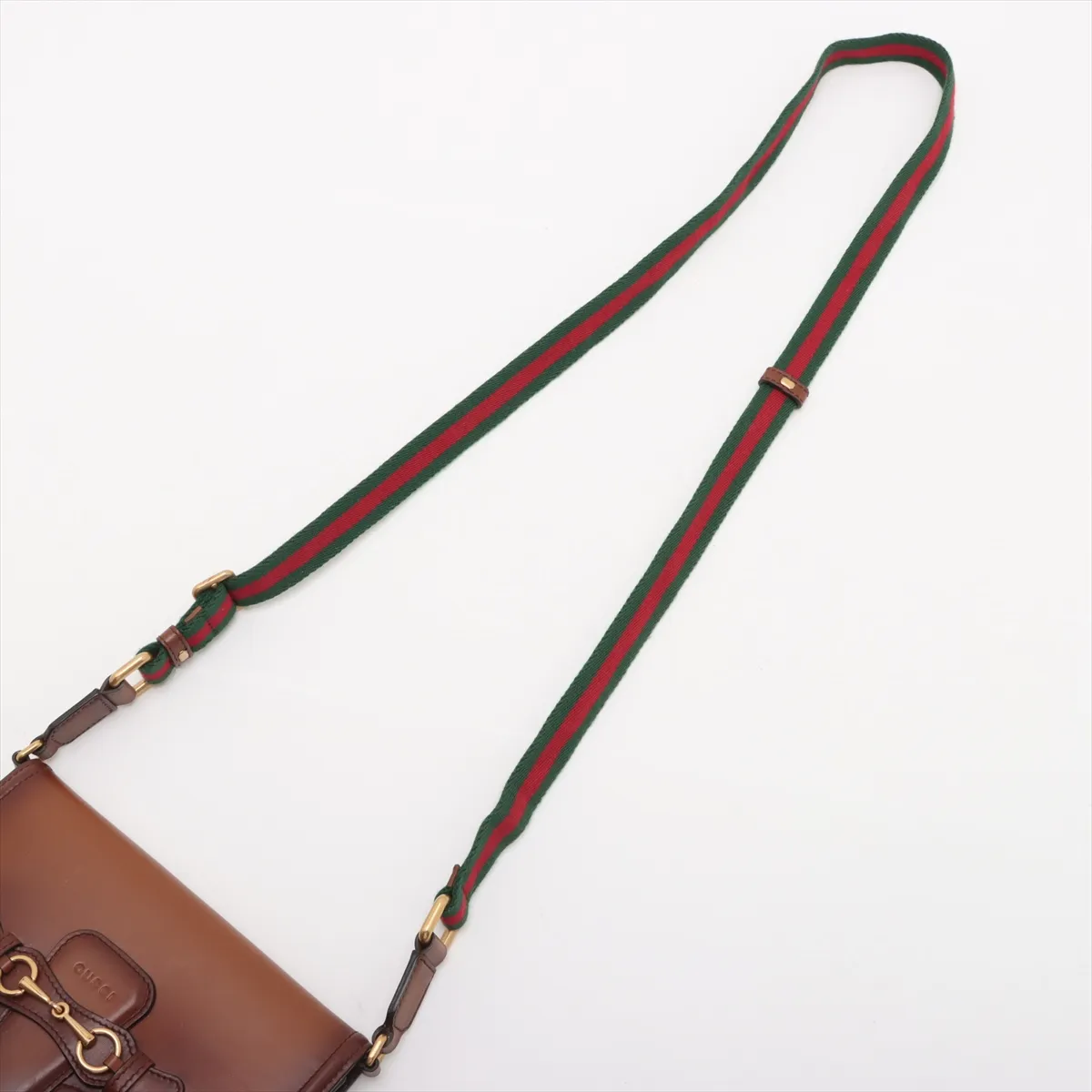 Horsebit Leather Shoulder Bag Brown 382275 — view 5