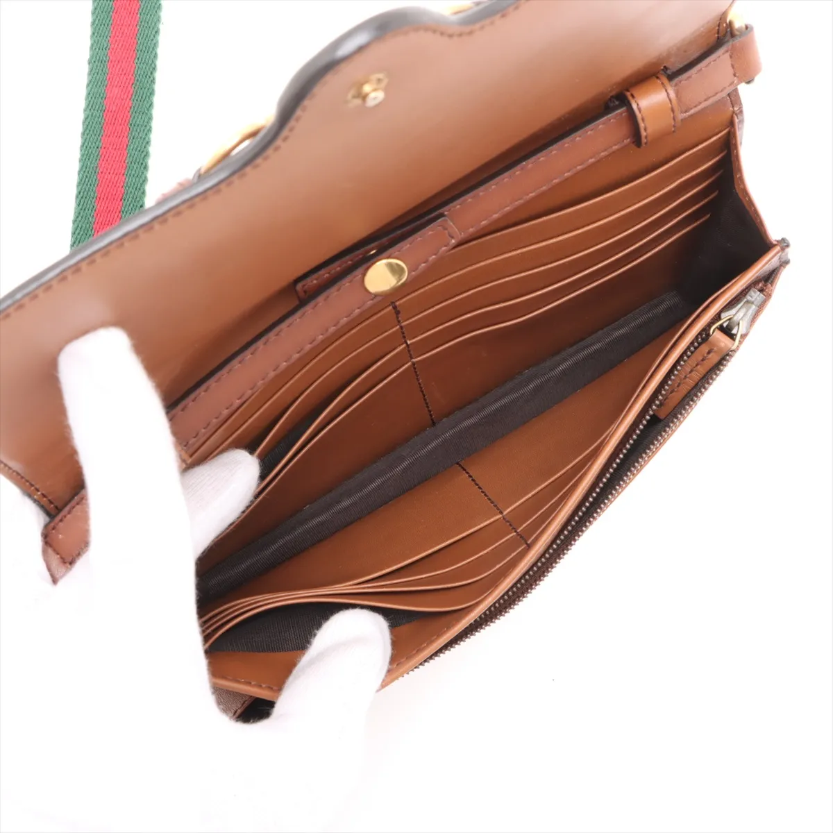 Horsebit Leather Shoulder Bag Brown 382275 — view 6
