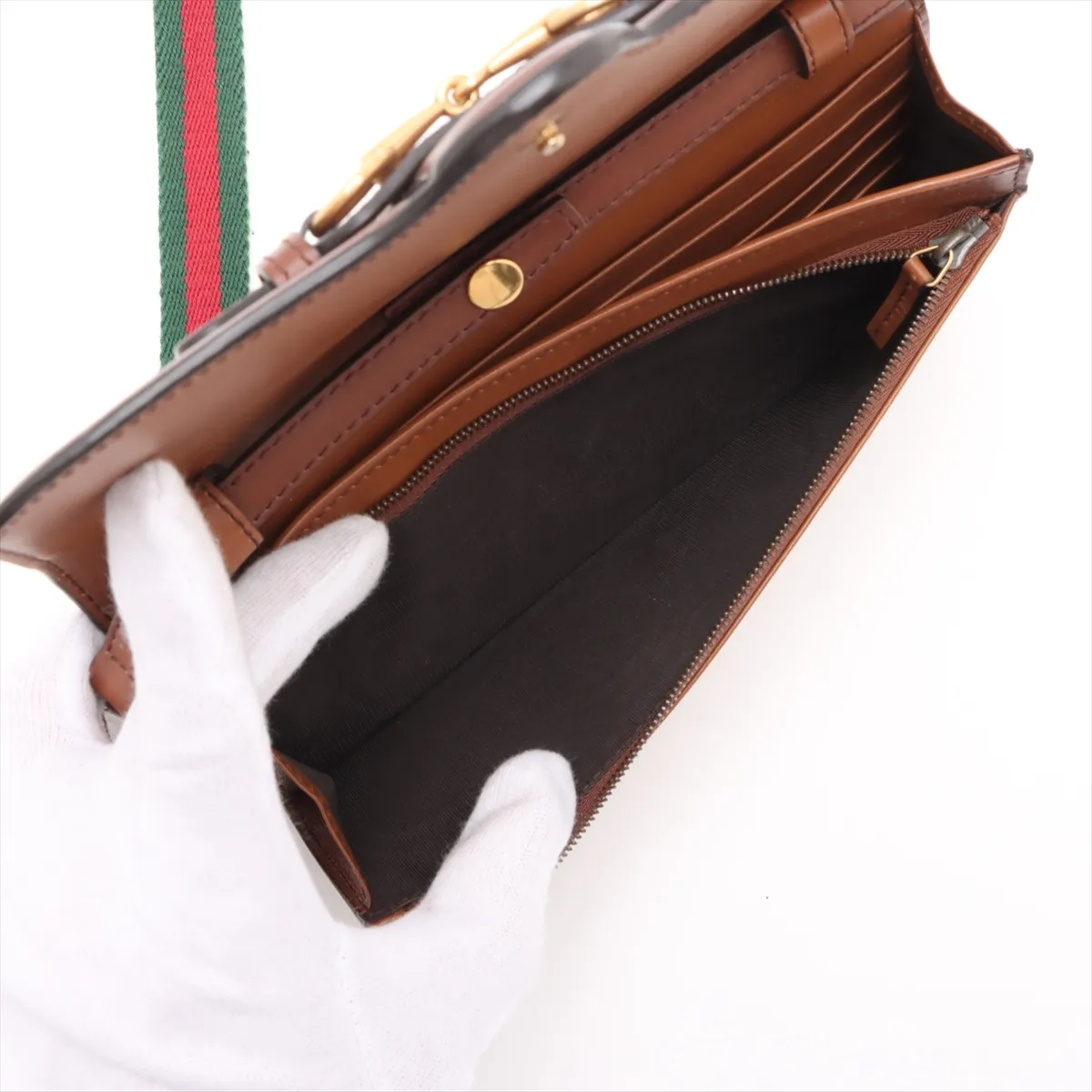 Horsebit Leather Shoulder Bag Brown 382275 — view 7