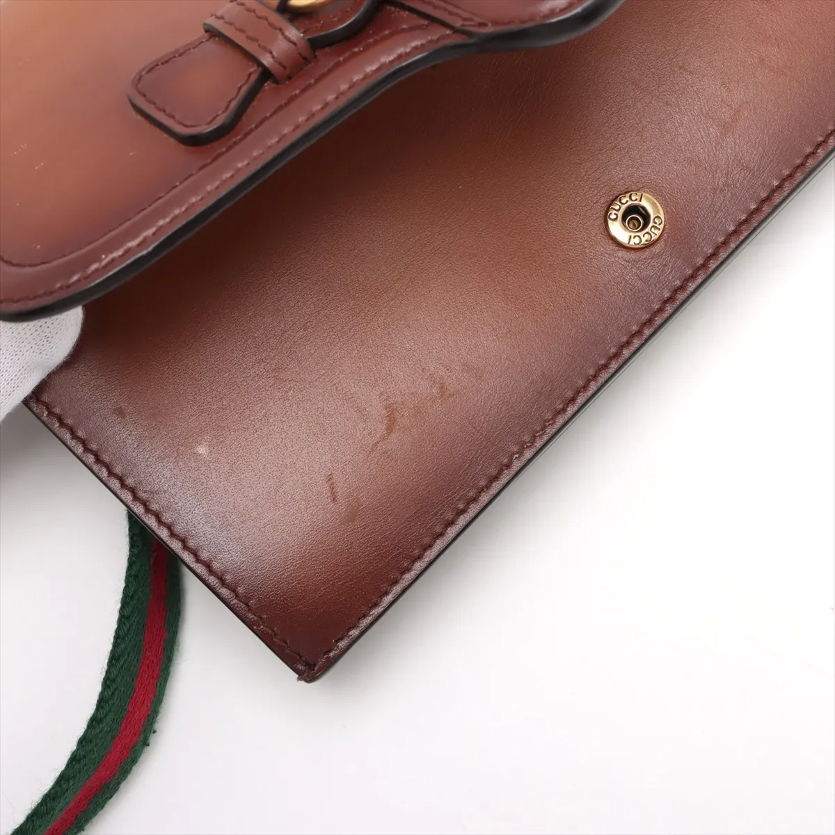 Horsebit Leather Shoulder Bag Brown 382275 — view 10