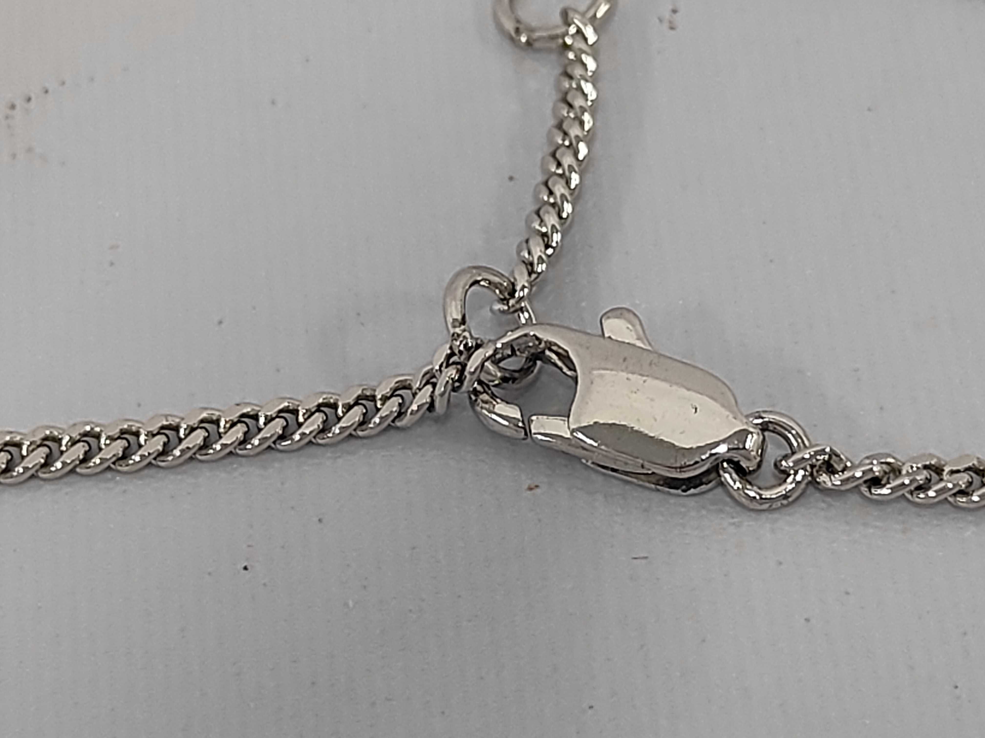 Rhinestone Logo Butterfly Curb Chain Silver Necklace — view 5