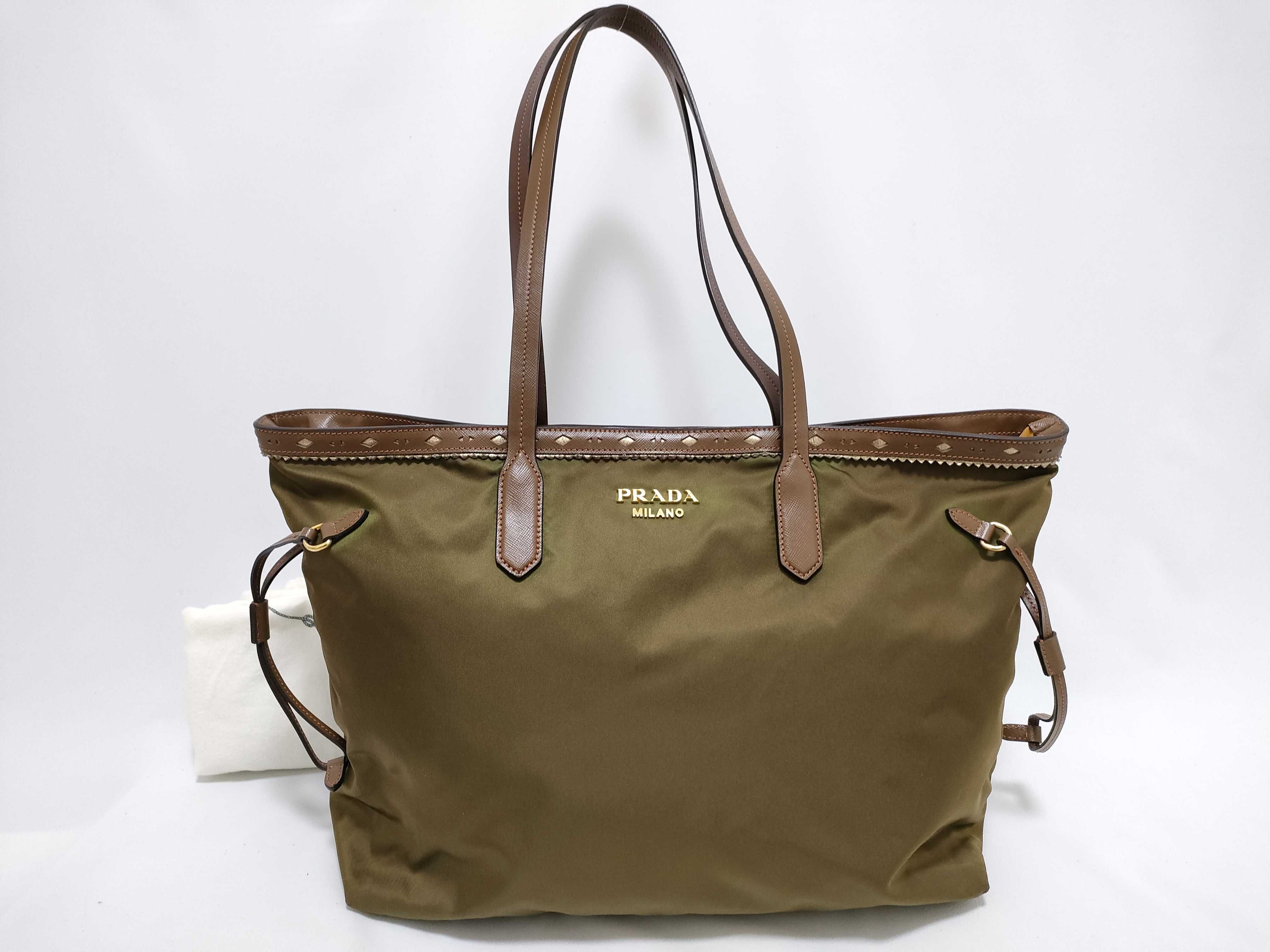 Nylon Tote Bag for Women, Green (Significant fading) 165cm, with dust bag.