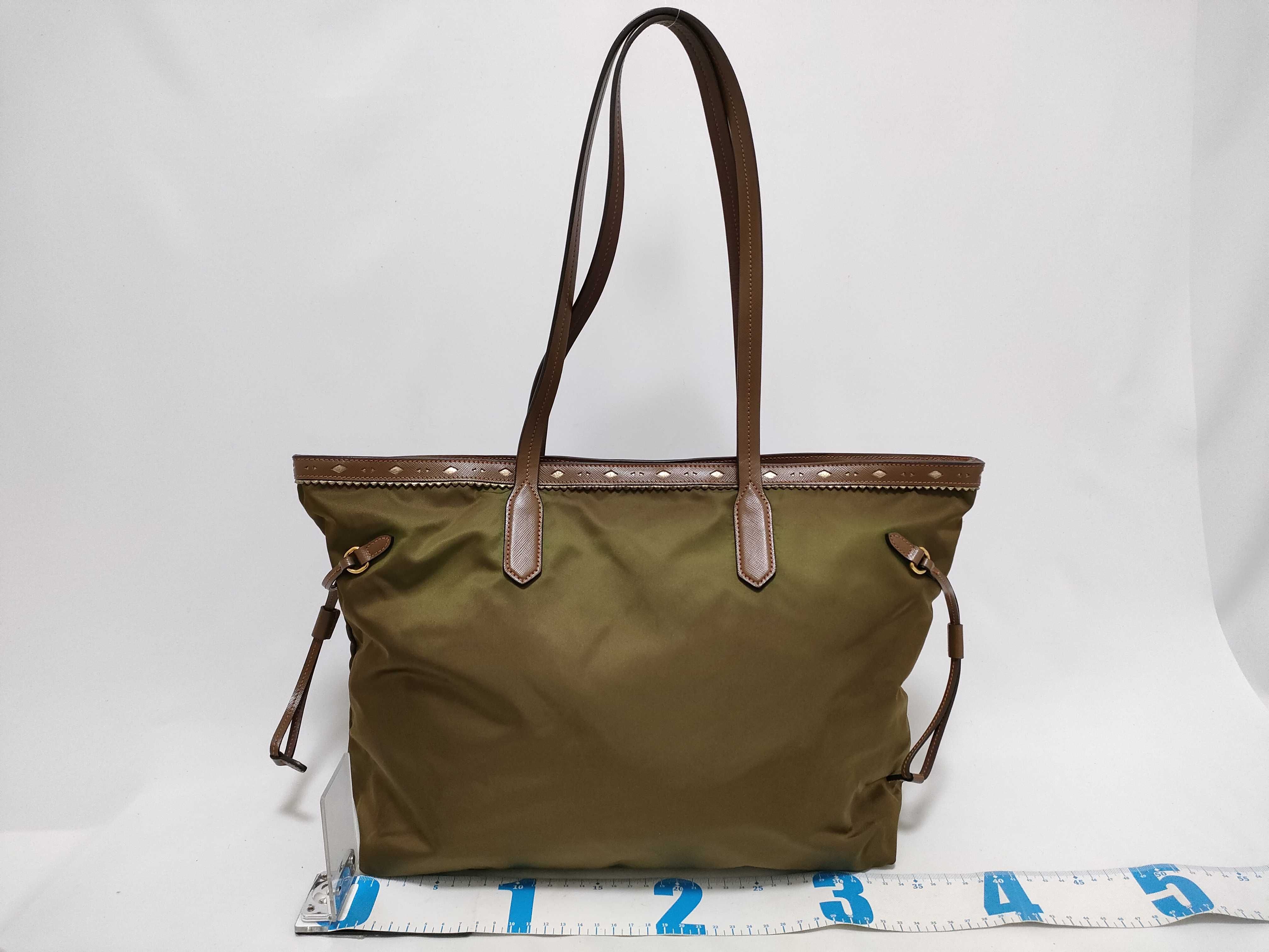 Nylon Tote Bag for Women, Green (Significant fading) 165cm, with dust bag. — view 2