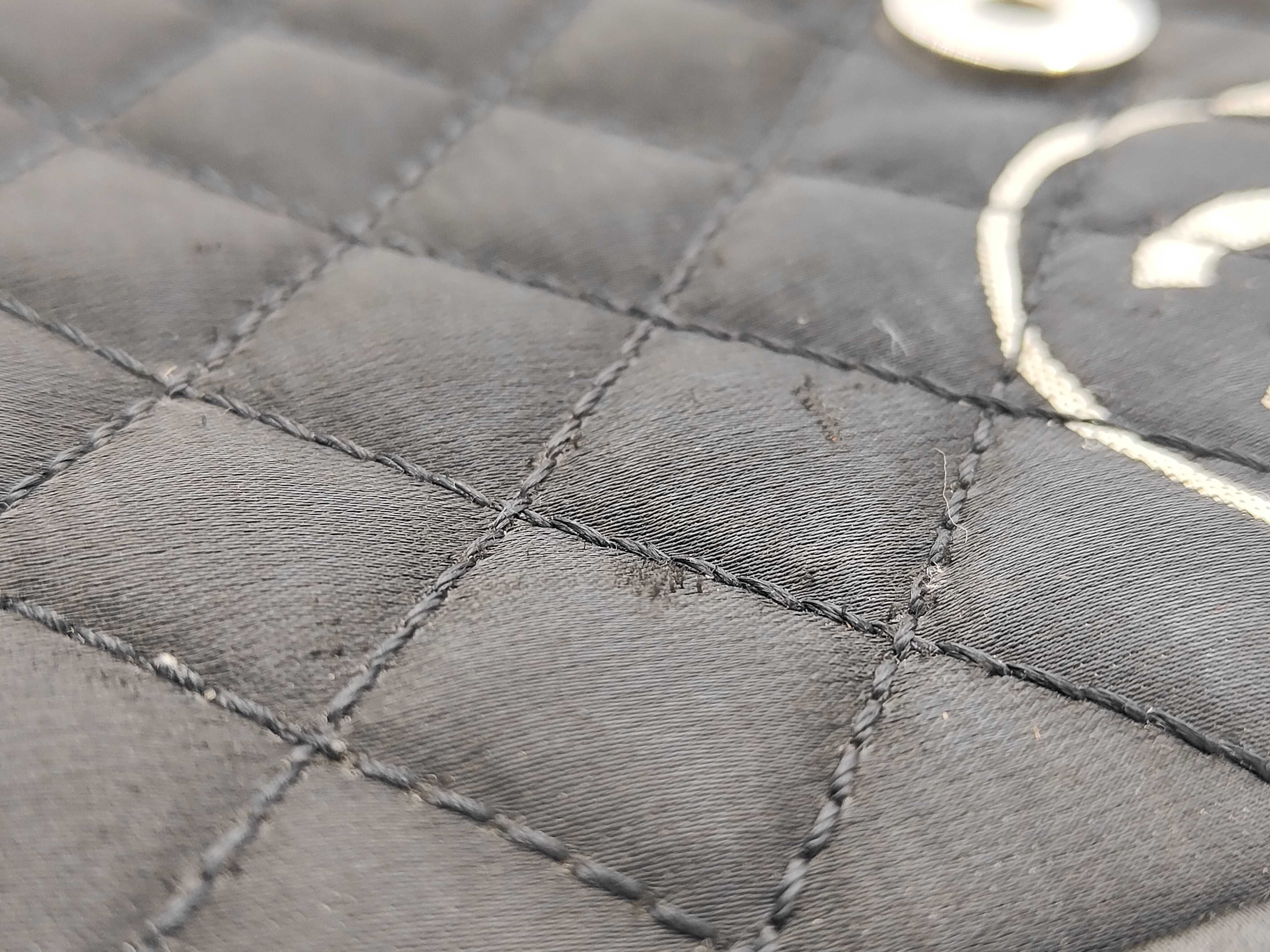 Matelassé Chain Shoulder Bag with Logo, Cotton Shoulder Bag — view 15