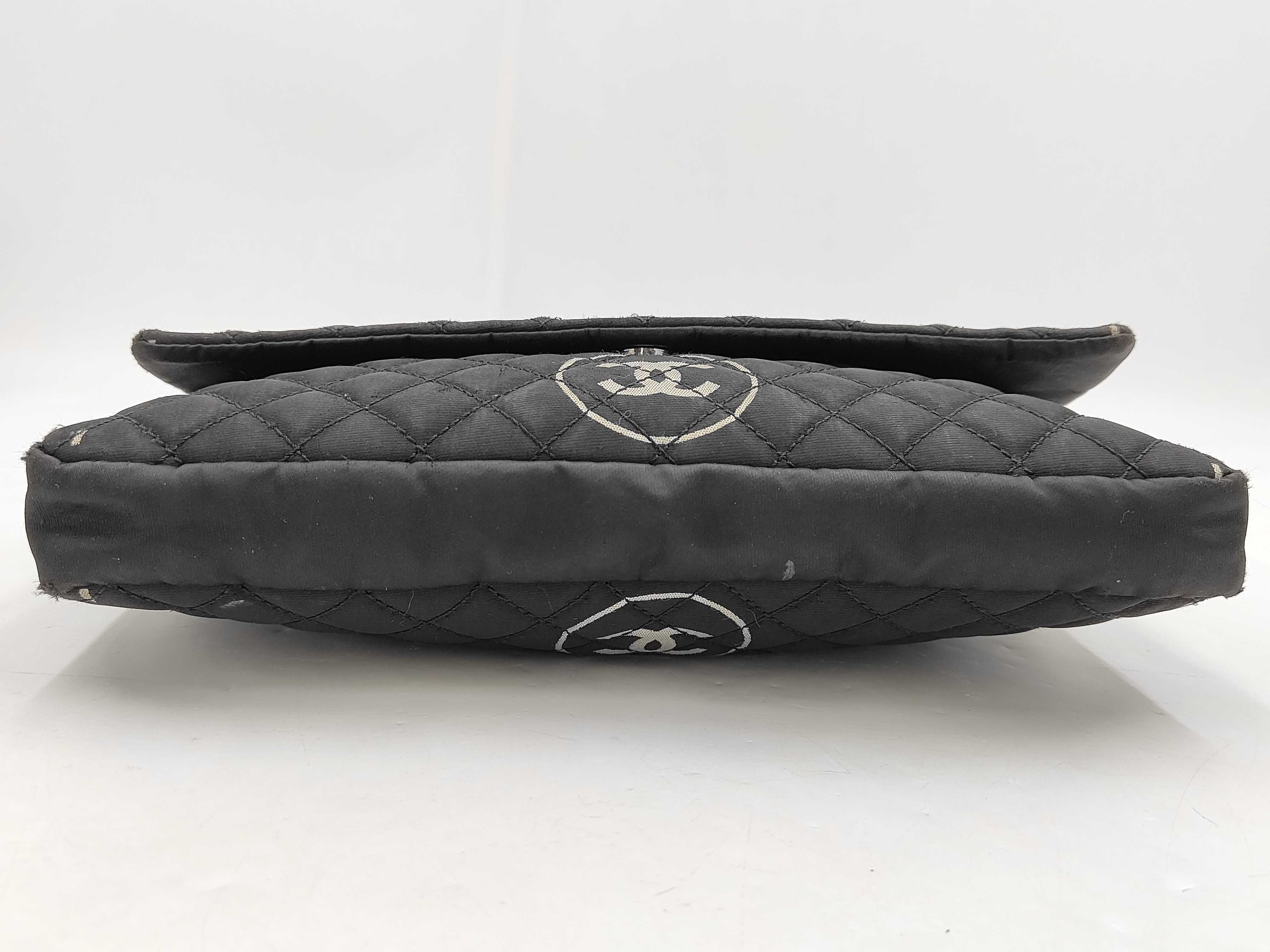 Matelassé Chain Shoulder Bag with Logo, Cotton Shoulder Bag — view 5