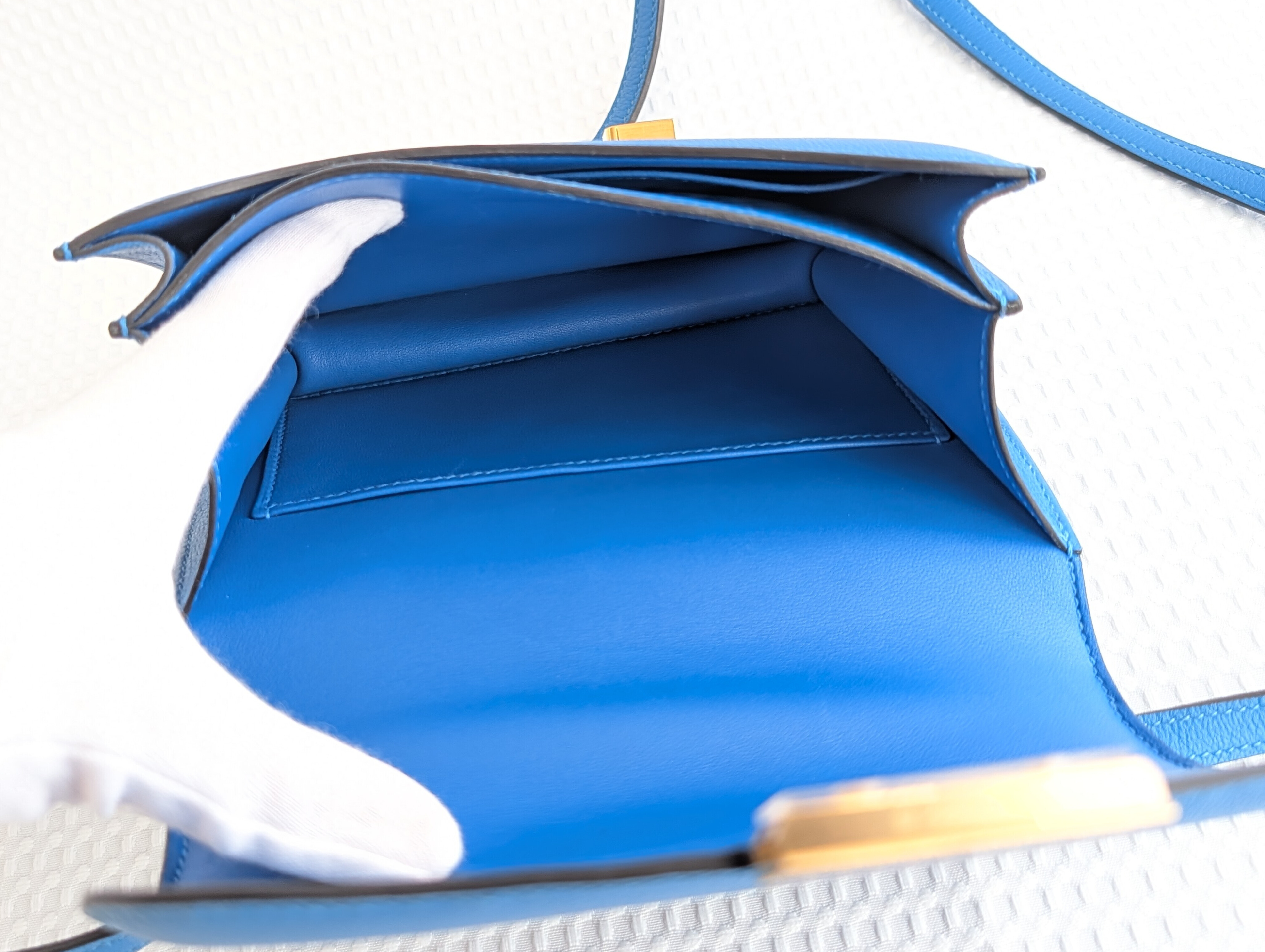 Constance Mini Blue Mykonos Gold Hardware C Stamp Shoulder Bag — view 12