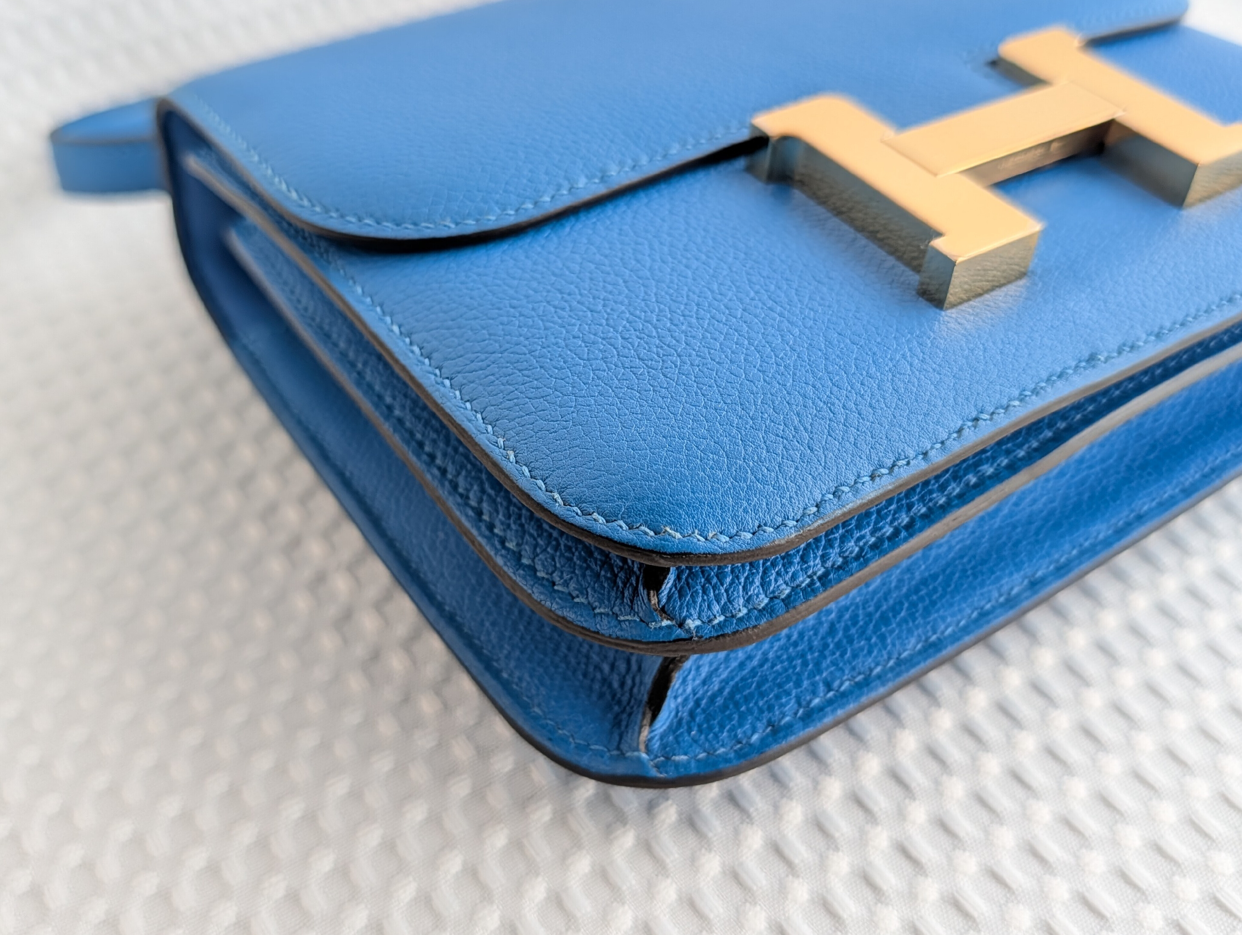 Constance Mini Blue Mykonos Gold Hardware C Stamp Shoulder Bag — view 8